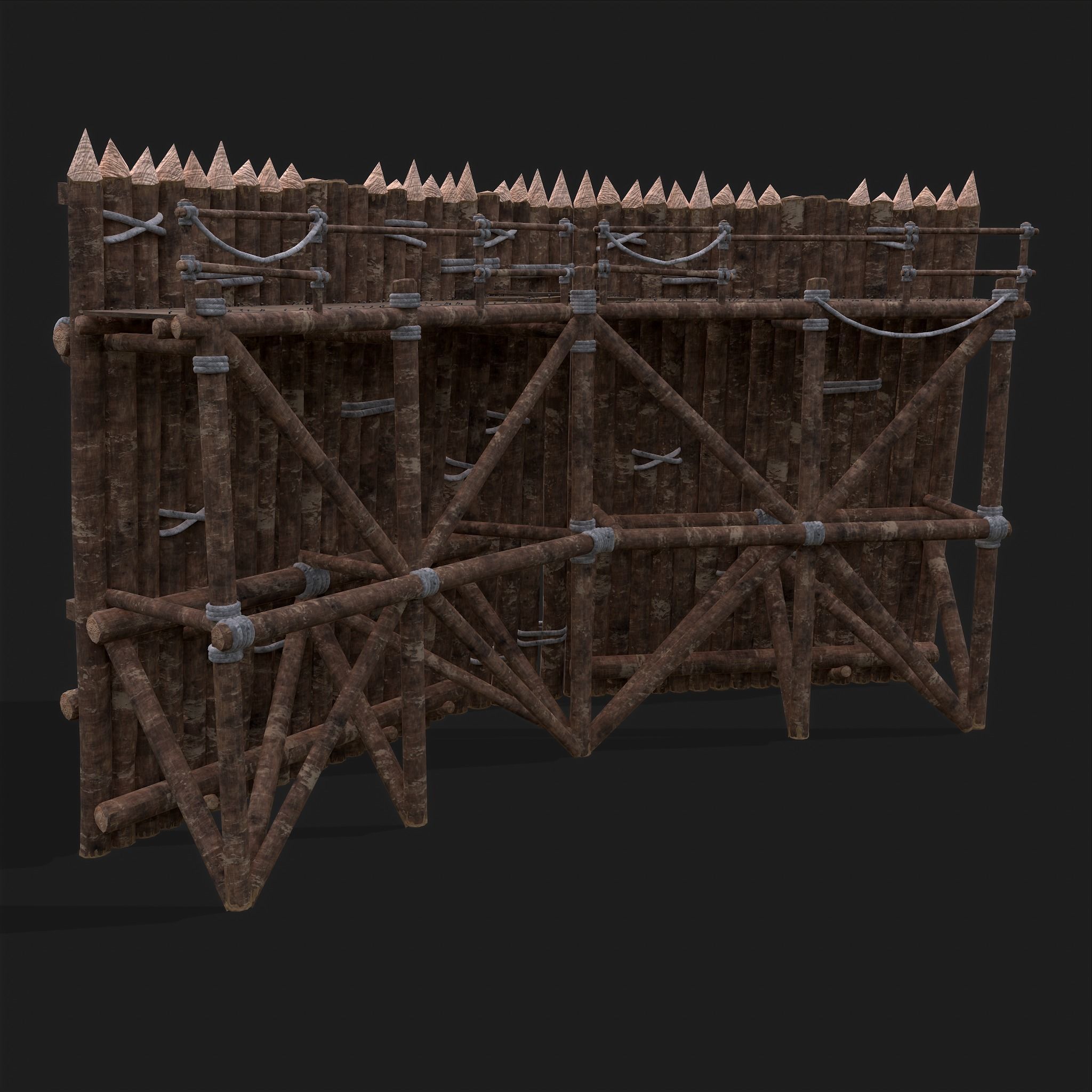 Medieval Style Guarded Modular Walls Low-poly 3D model_54