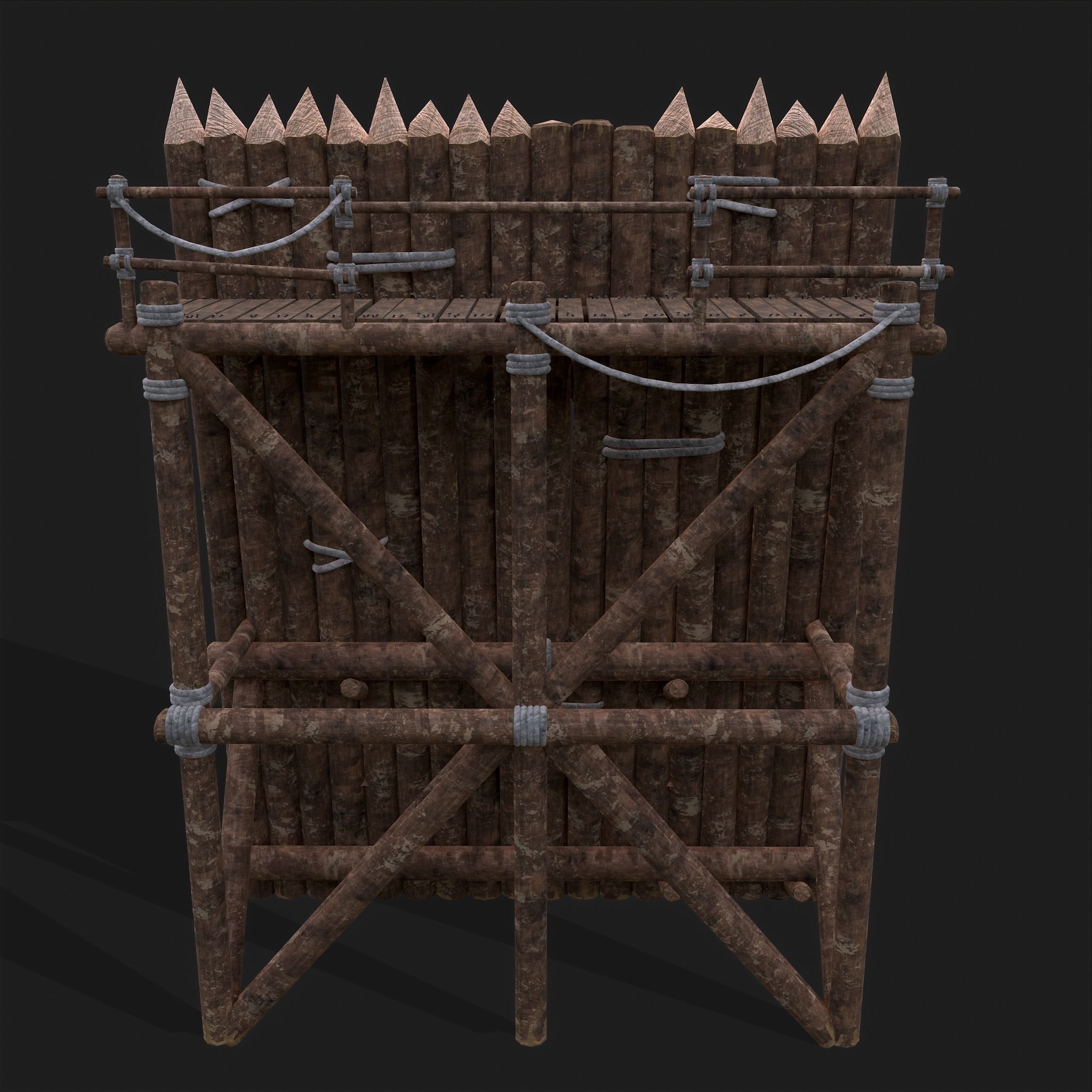 Medieval Style Guarded Modular Walls Low-poly 3D model_70