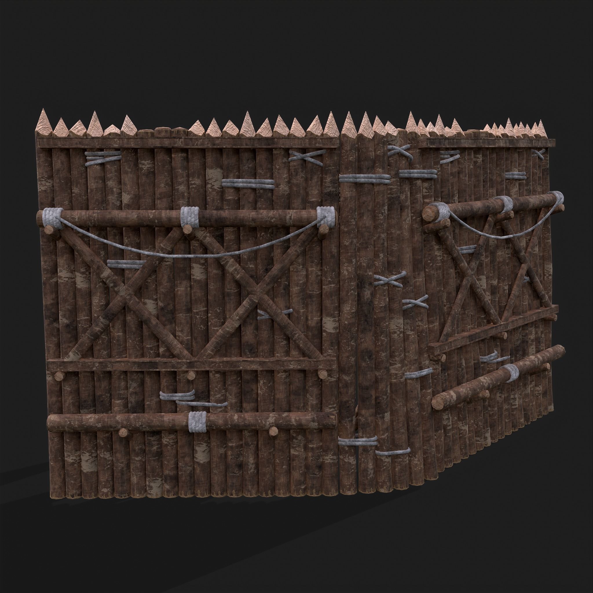Medieval Style Guarded Modular Walls Low-poly 3D model_49