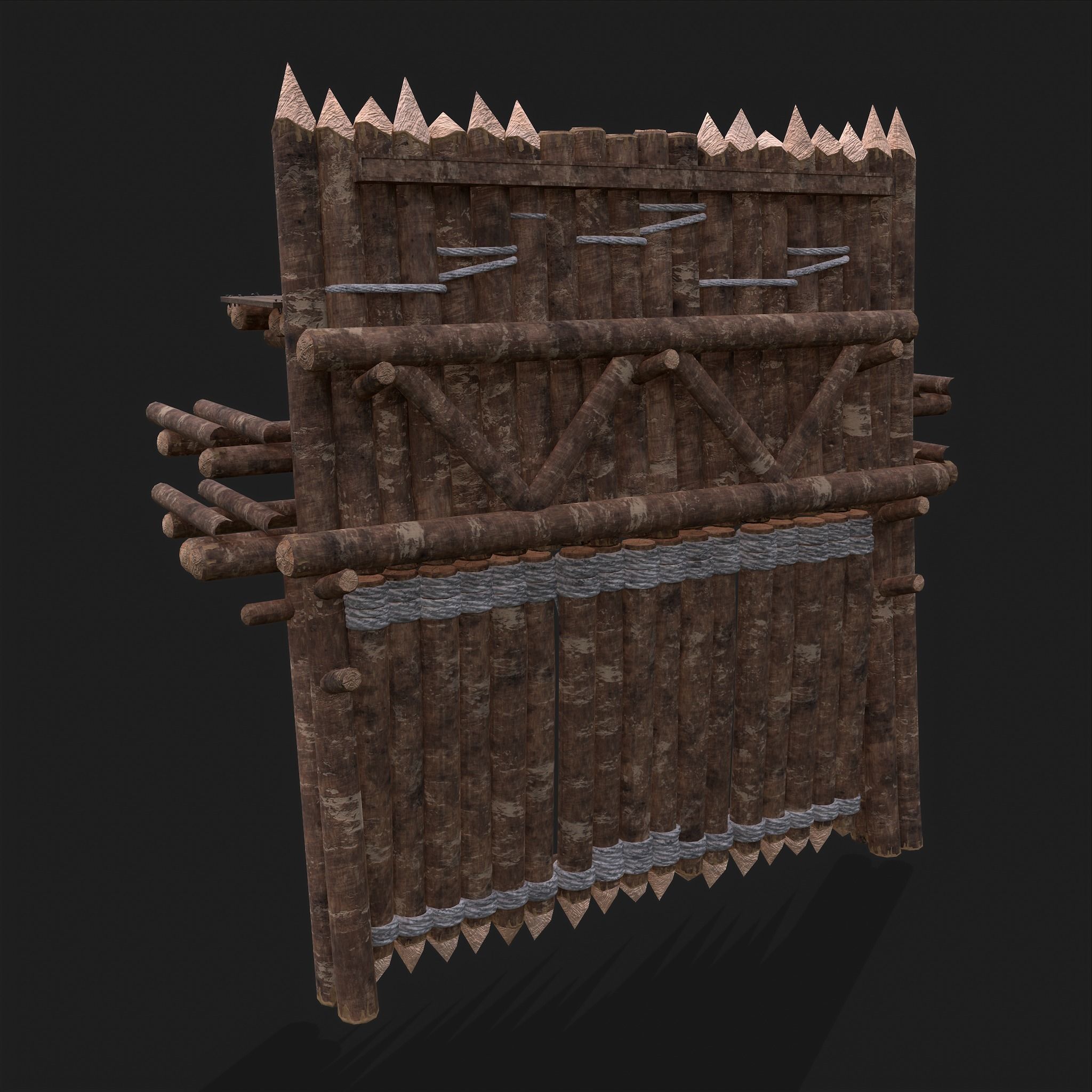 Medieval Style Guarded Modular Walls Low-poly 3D model_56