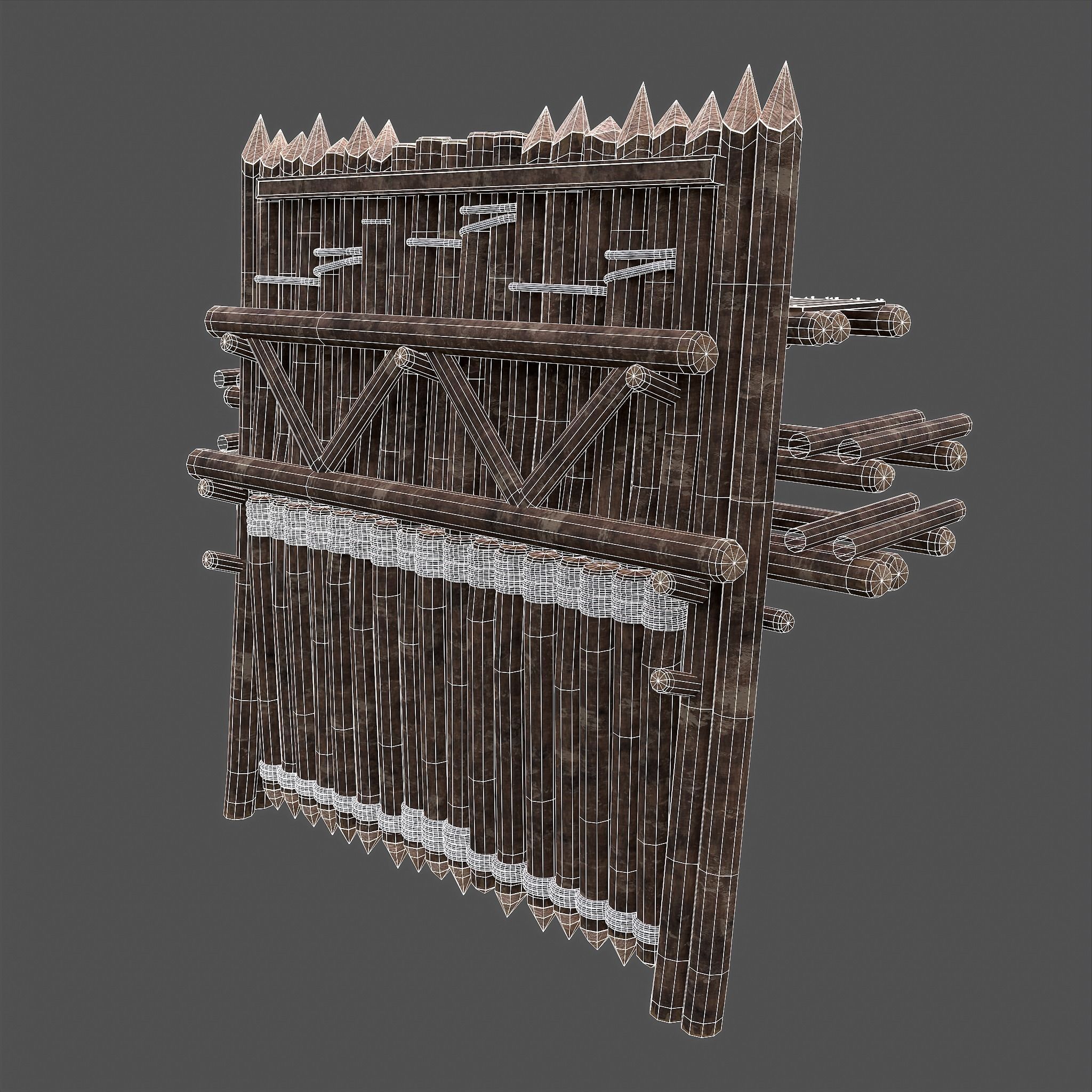 Medieval Style Guarded Modular Walls Low-poly 3D model_96