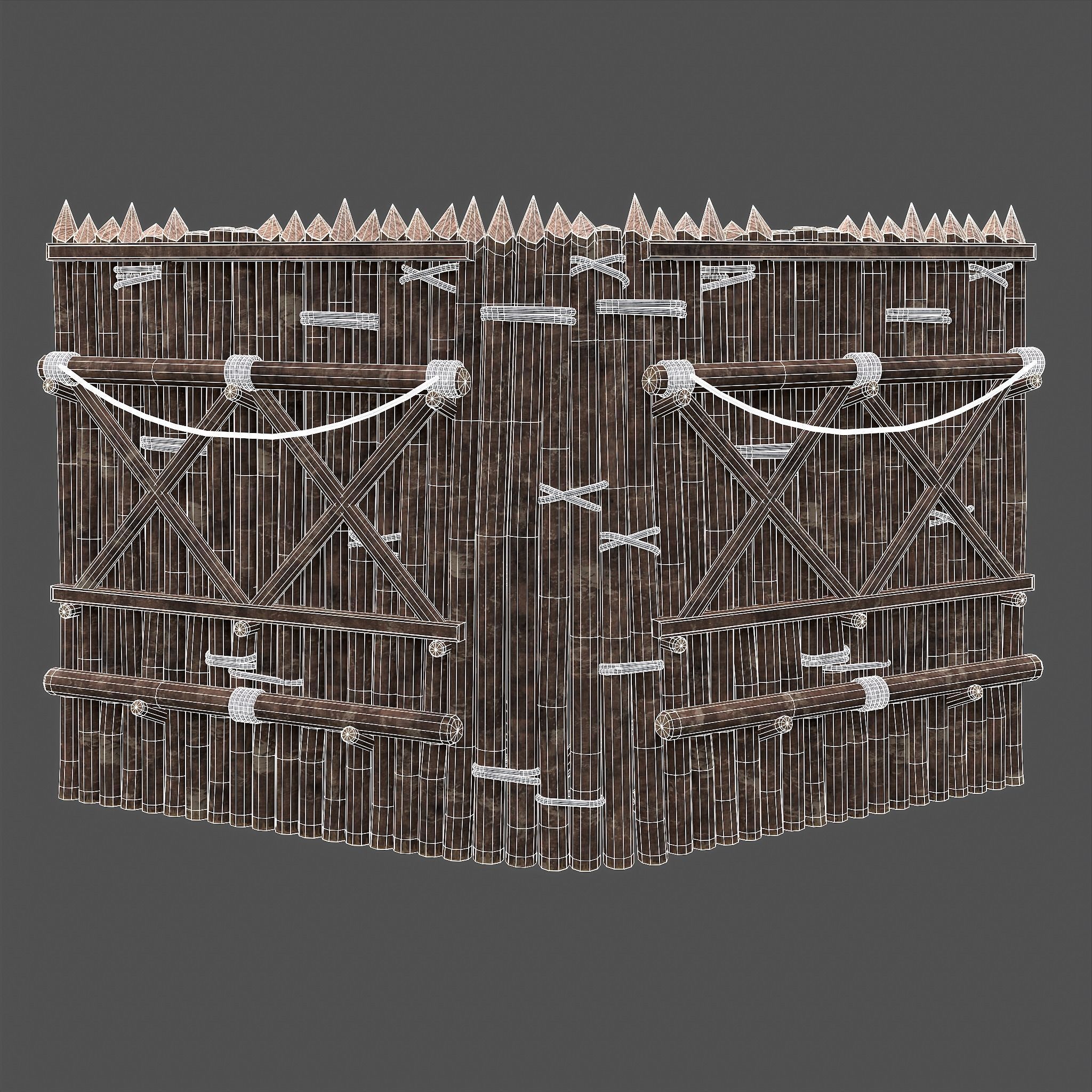 Medieval Style Guarded Modular Walls Low-poly 3D model_95