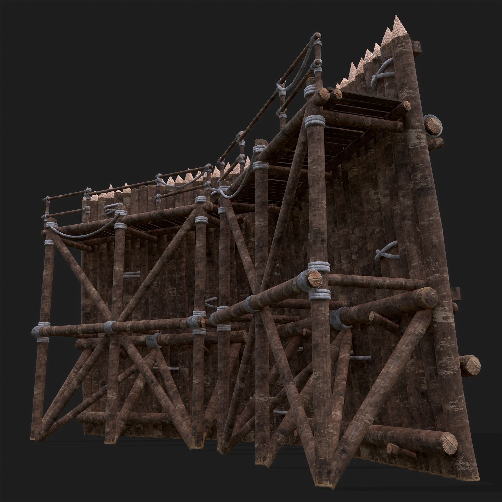 Medieval Style Guarded Modular Walls Low-poly 3D model_47