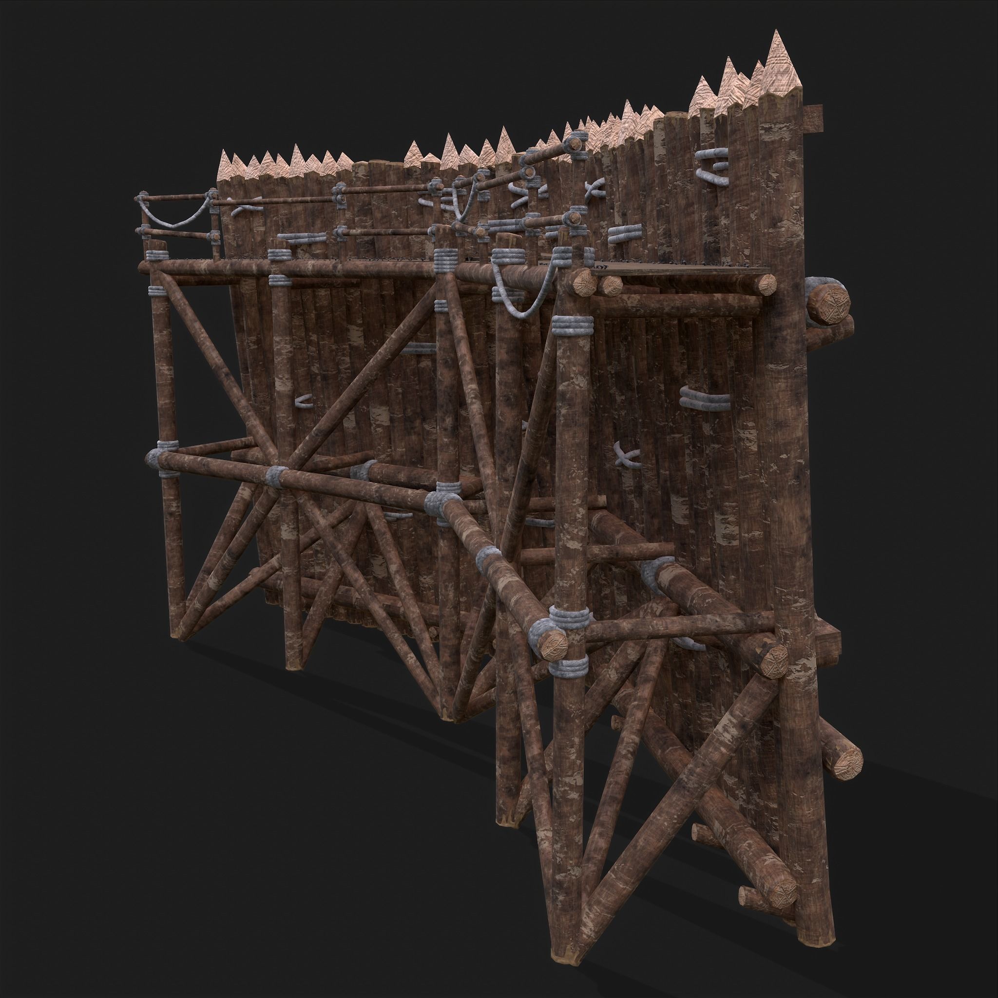 Medieval Style Guarded Modular Walls Low-poly 3D model_60