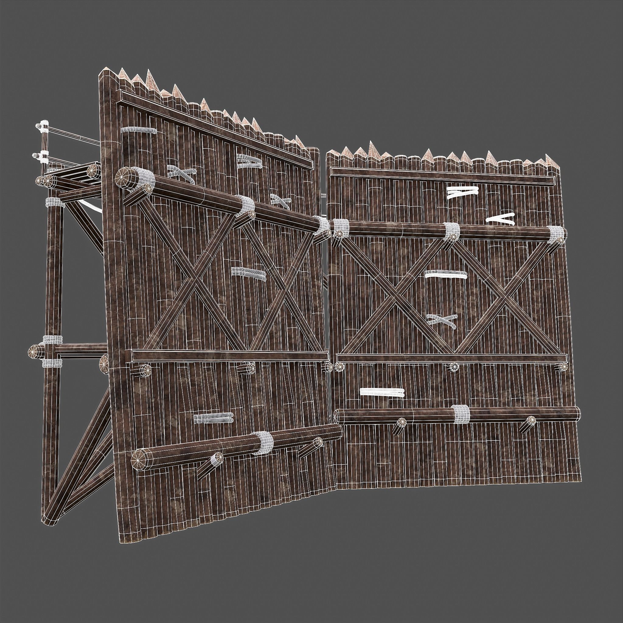 Medieval Style Guarded Modular Walls Low-poly 3D model_74