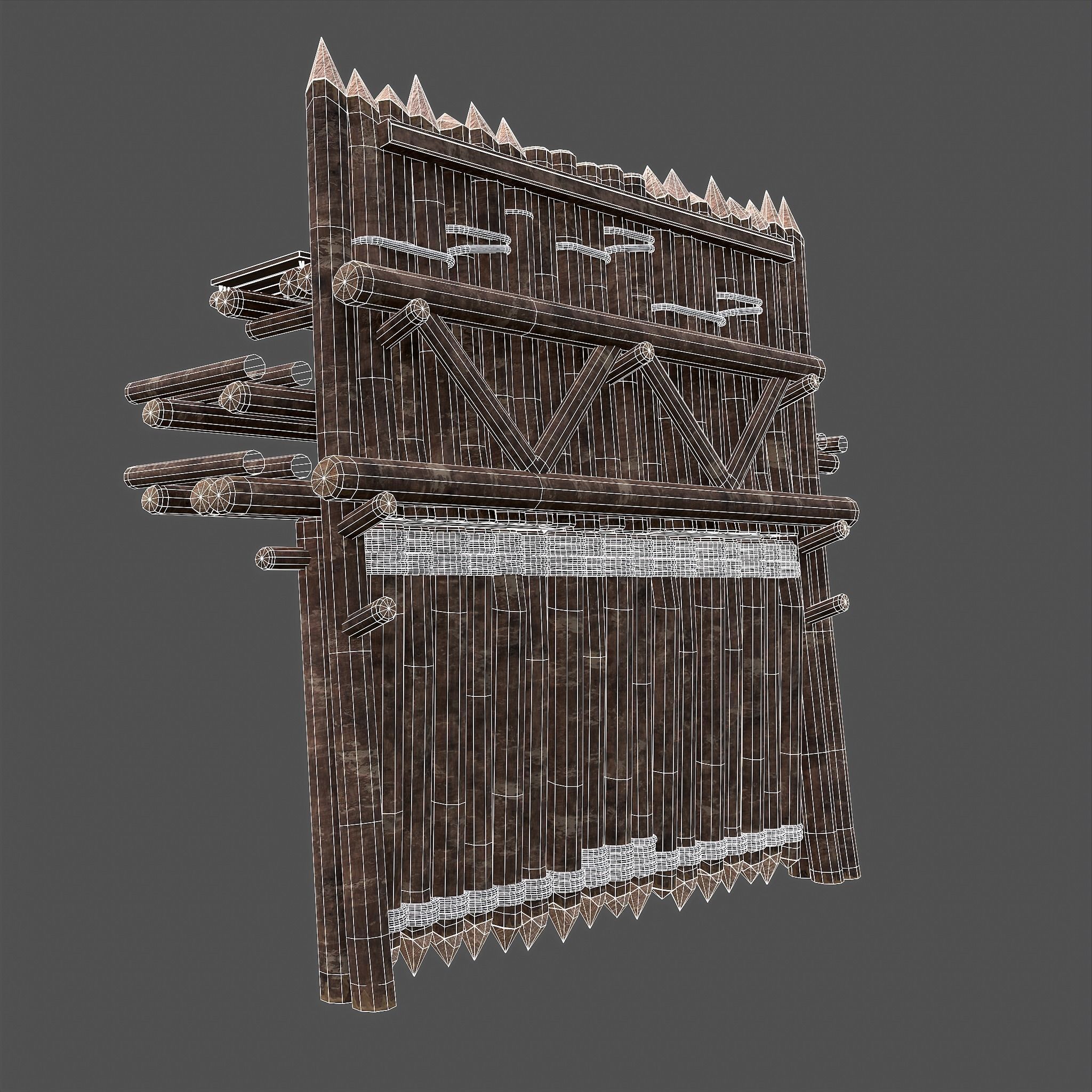 Medieval Style Guarded Modular Walls Low-poly 3D model_79