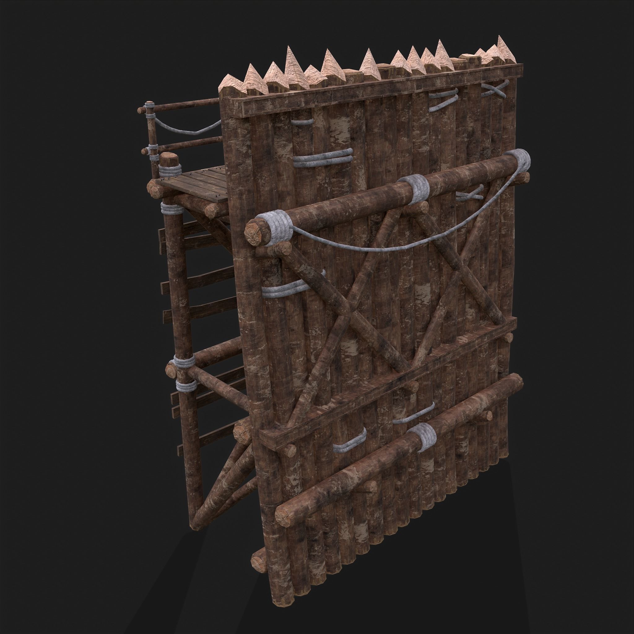 Medieval Style Guarded Modular Walls Low-poly 3D model_21