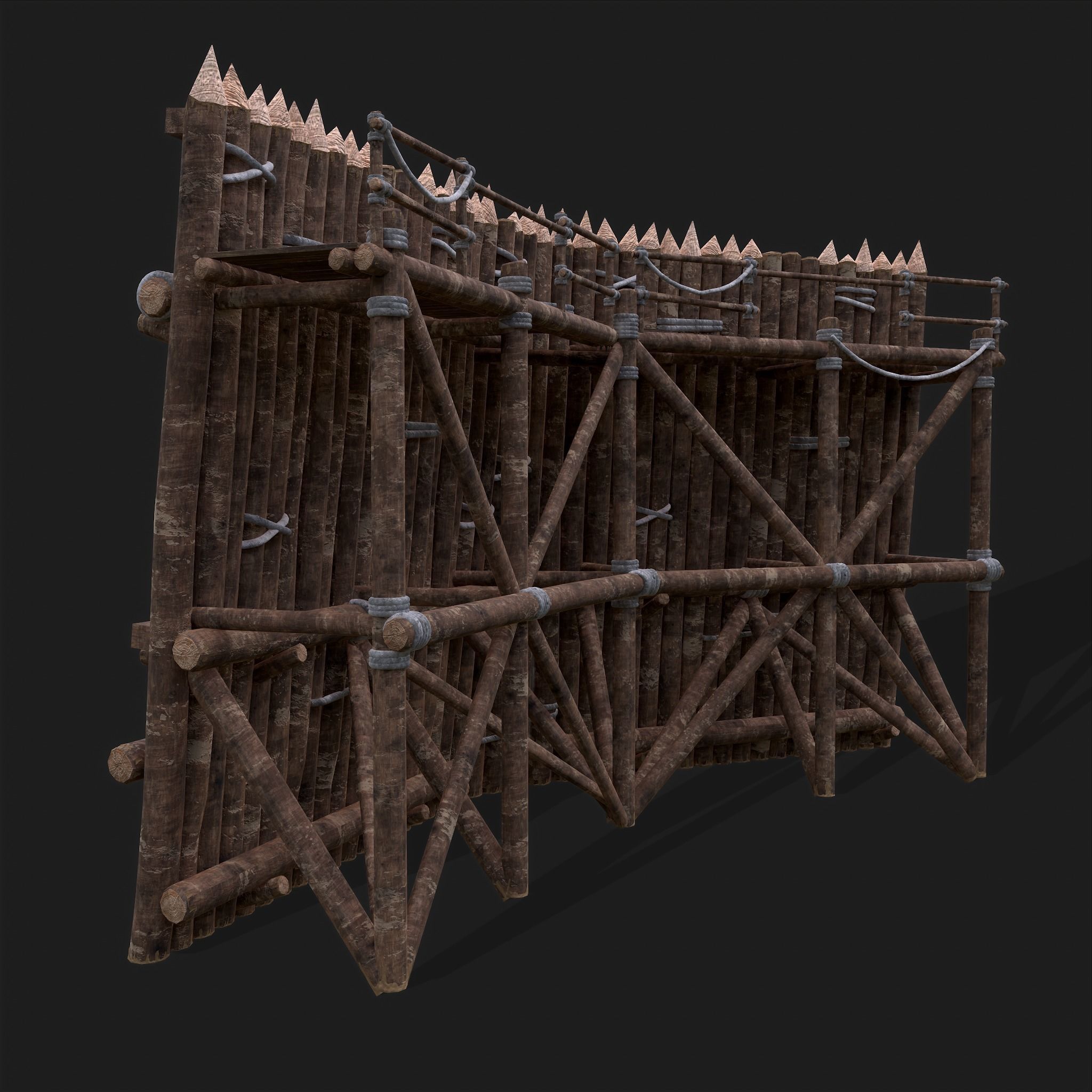 Medieval Style Guarded Modular Walls Low-poly 3D model_55