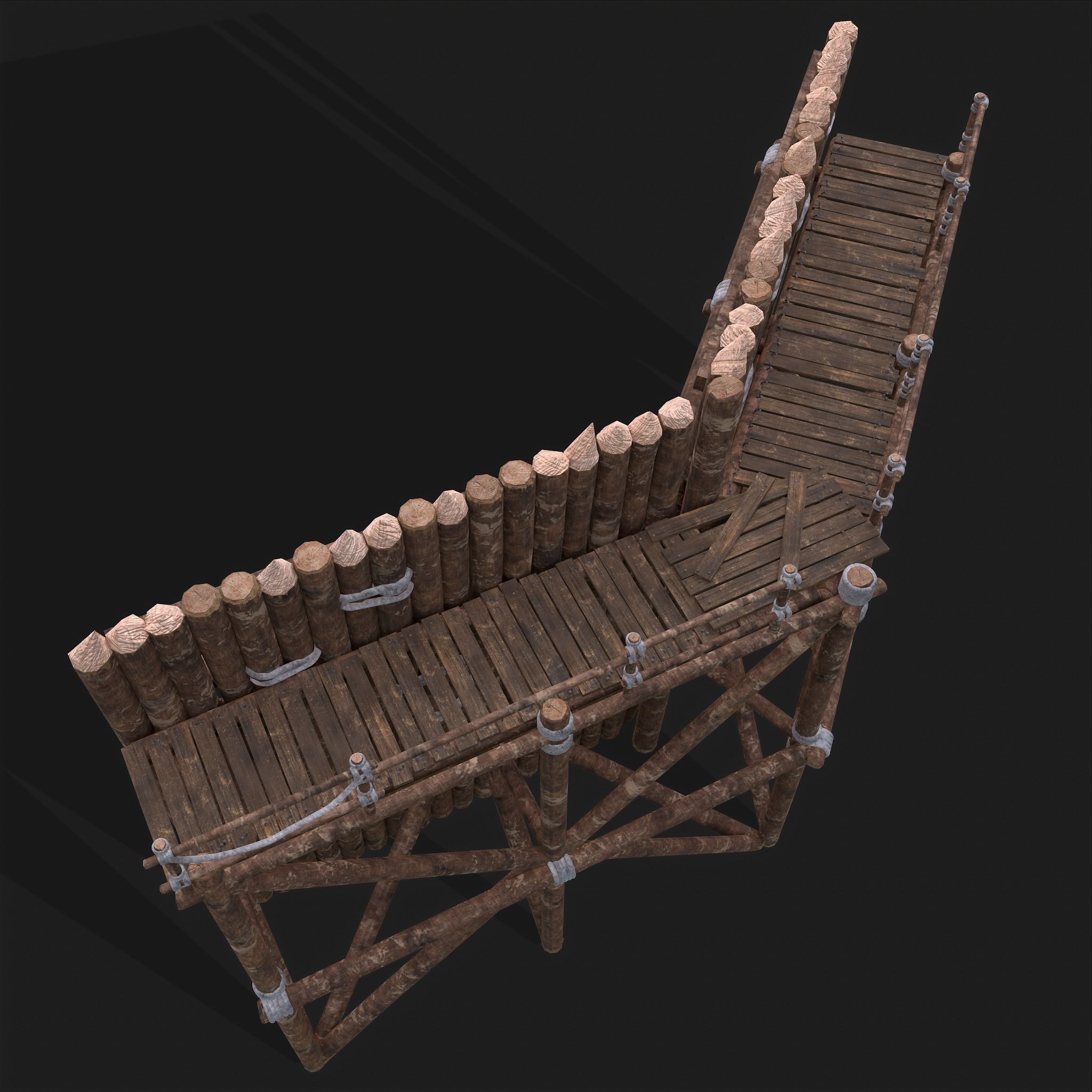 Medieval Style Guarded Modular Walls Low-poly 3D model_27