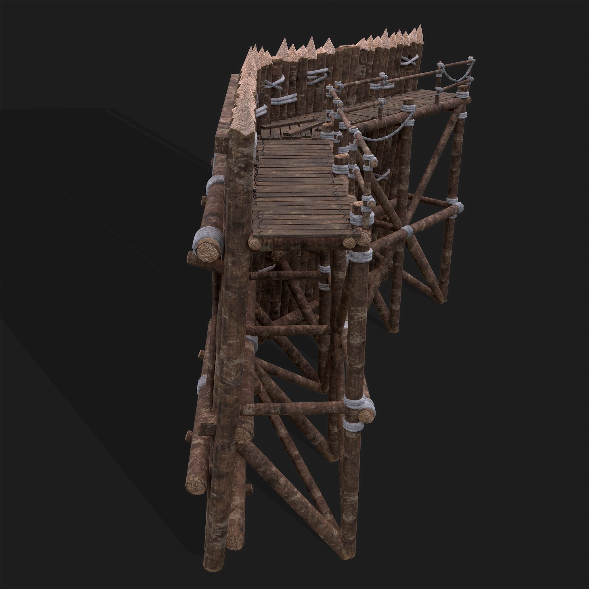 Medieval Style Guarded Modular Walls Low-poly 3D model_42