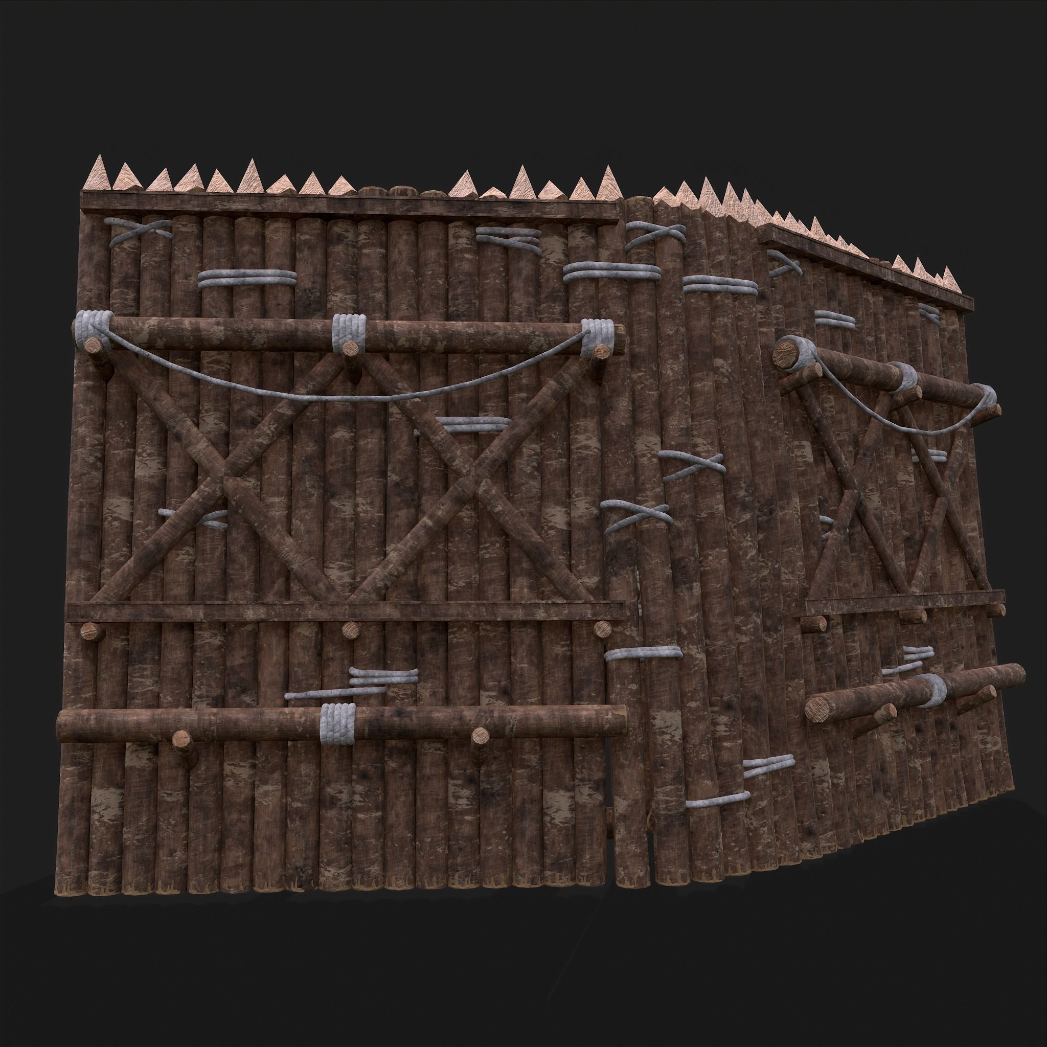 Medieval Style Guarded Modular Walls Low-poly 3D model_38