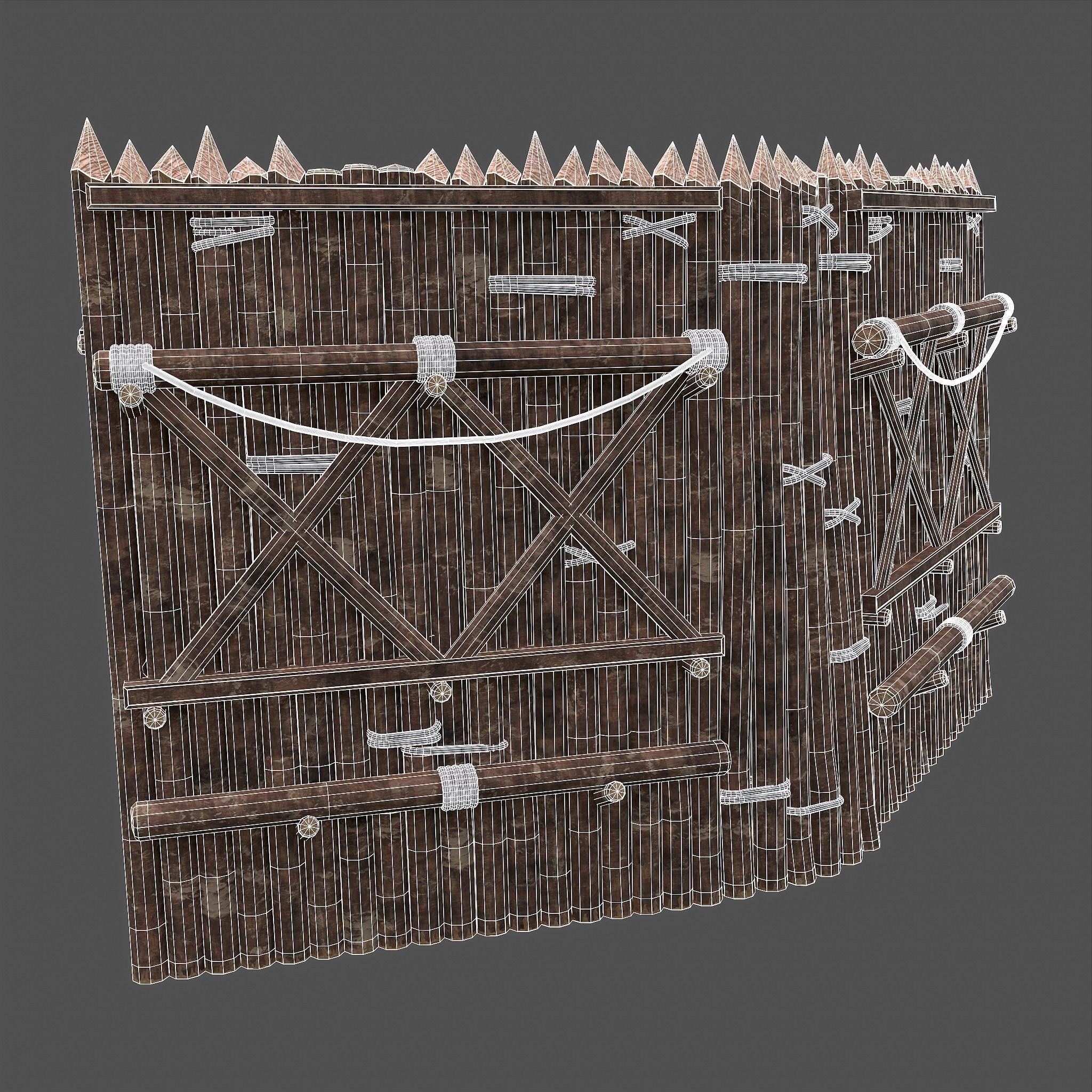 Medieval Style Guarded Modular Walls Low-poly 3D model_91