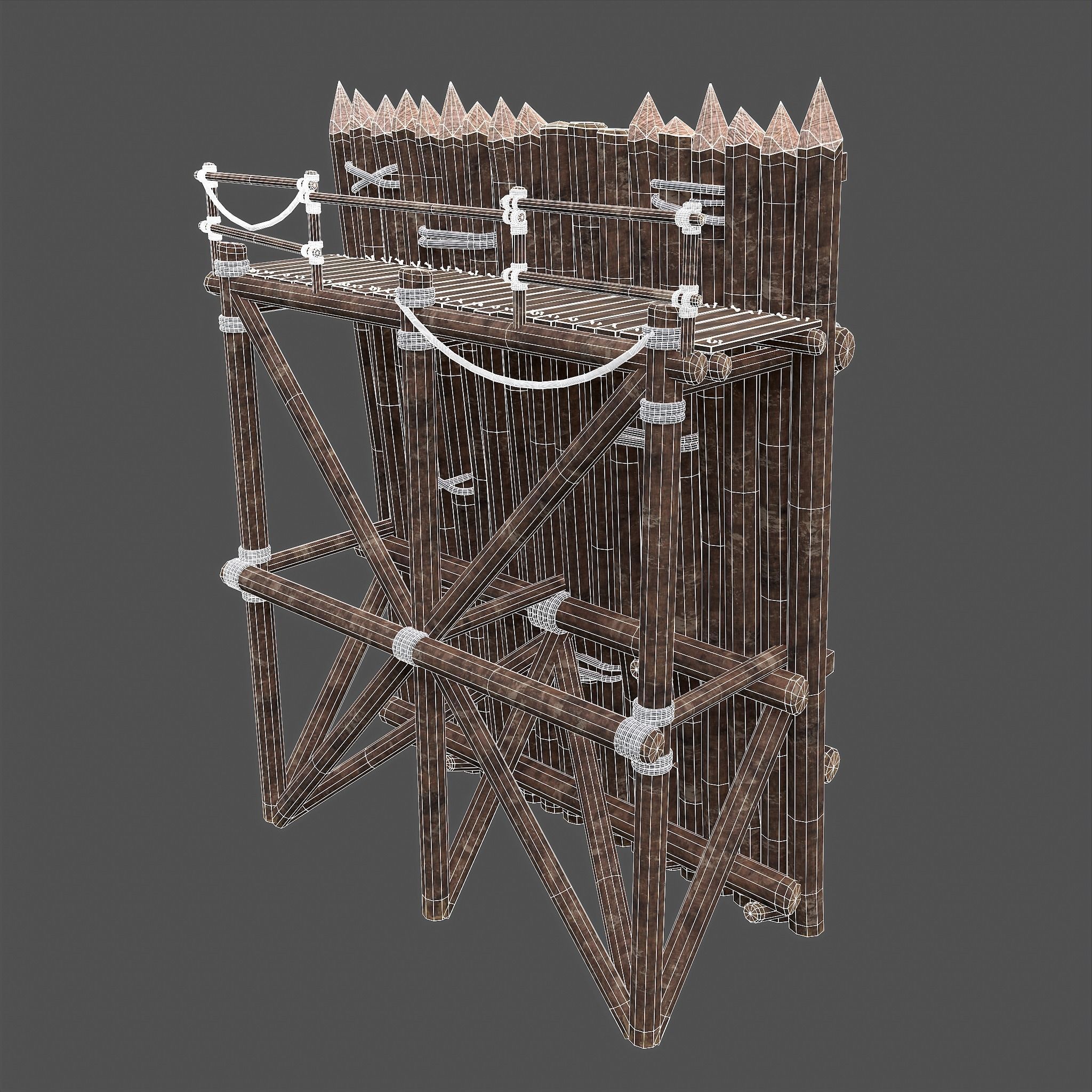 Medieval Style Guarded Modular Walls Low-poly 3D model_101