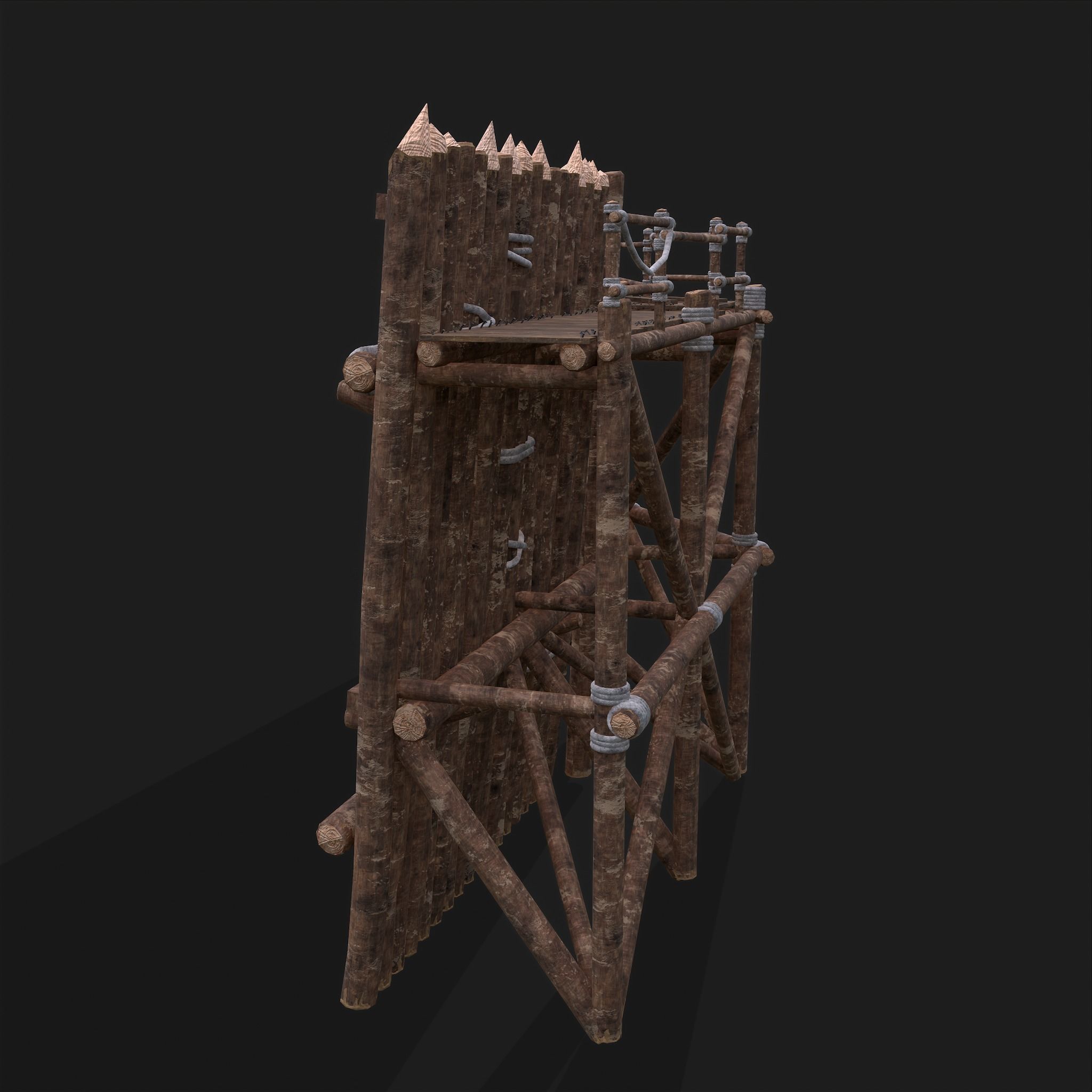 Medieval Style Guarded Modular Walls Low-poly 3D model_24