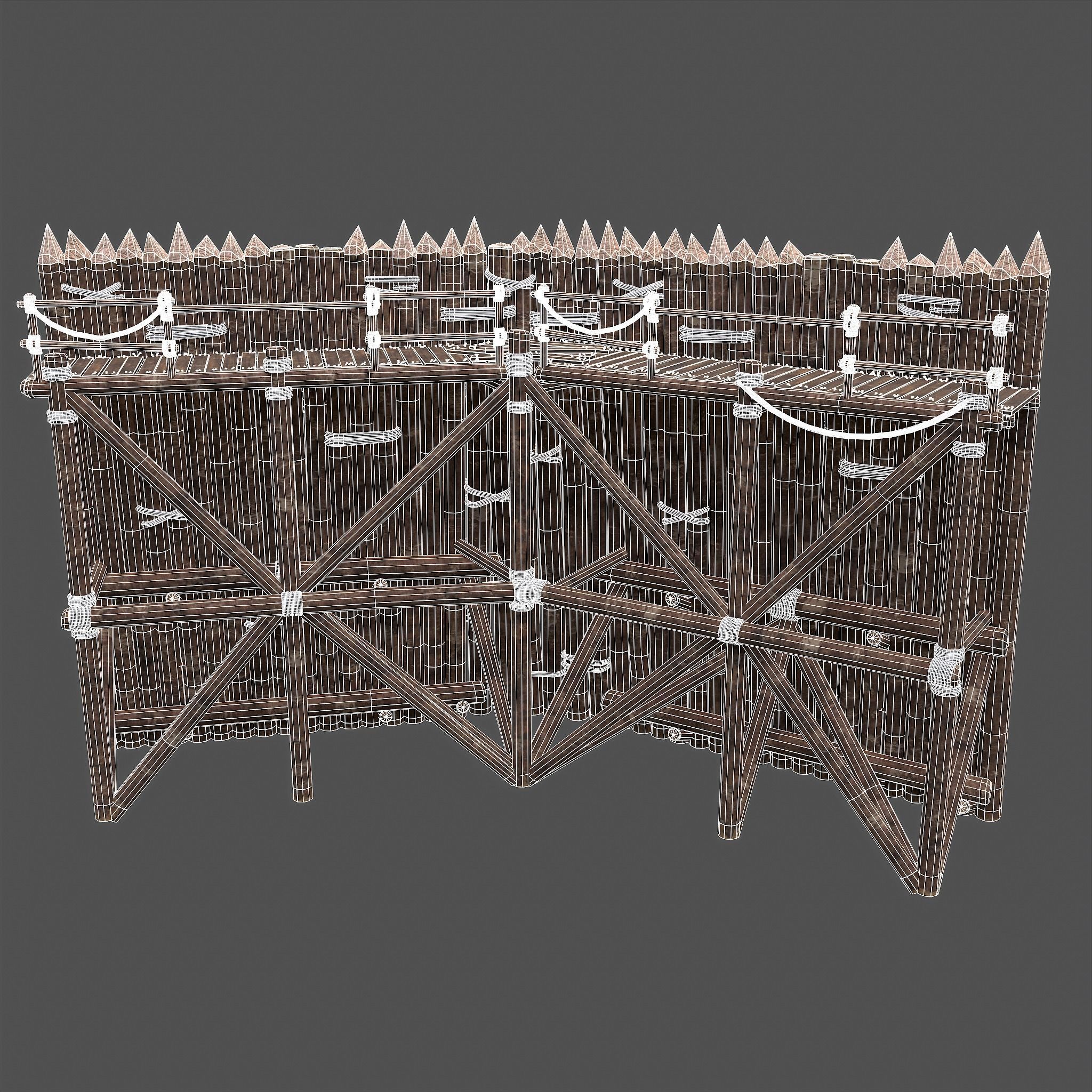 Medieval Style Guarded Modular Walls Low-poly 3D model_92
