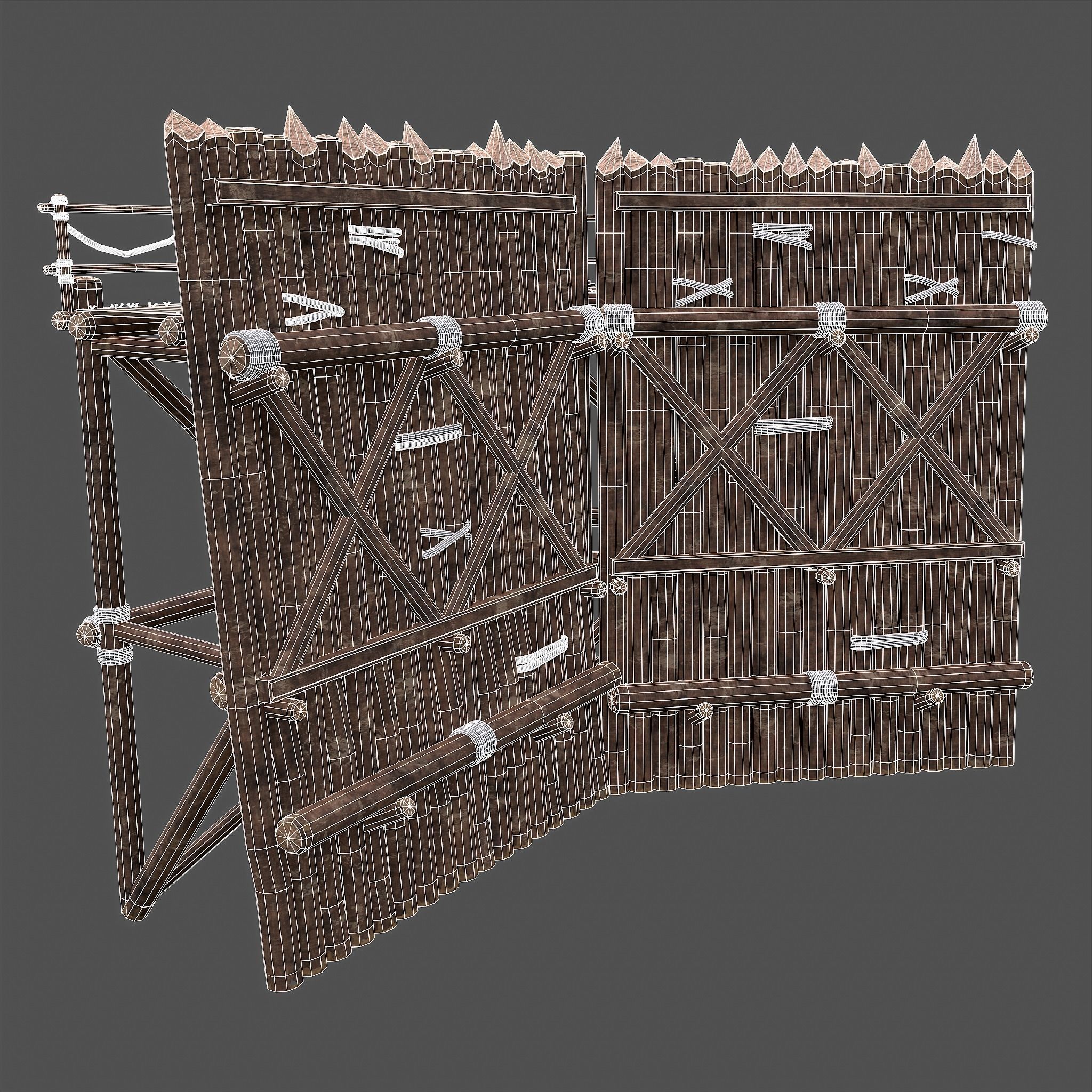 Medieval Style Guarded Modular Walls Low-poly 3D model_85