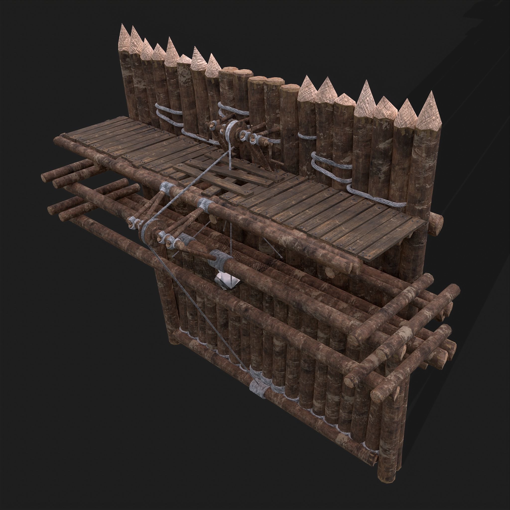 Medieval Style Guarded Modular Walls Low-poly 3D model_63