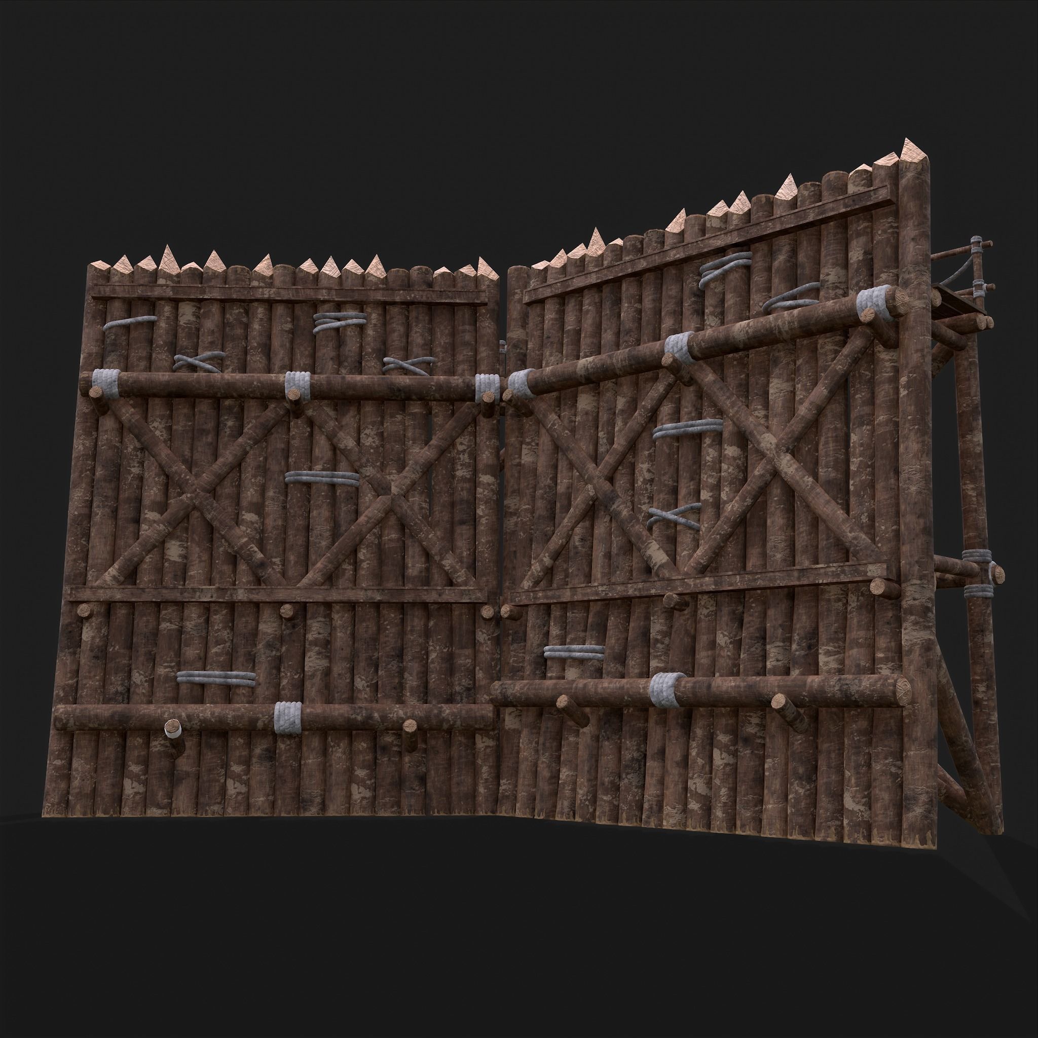 Medieval Style Guarded Modular Walls Low-poly 3D model_28