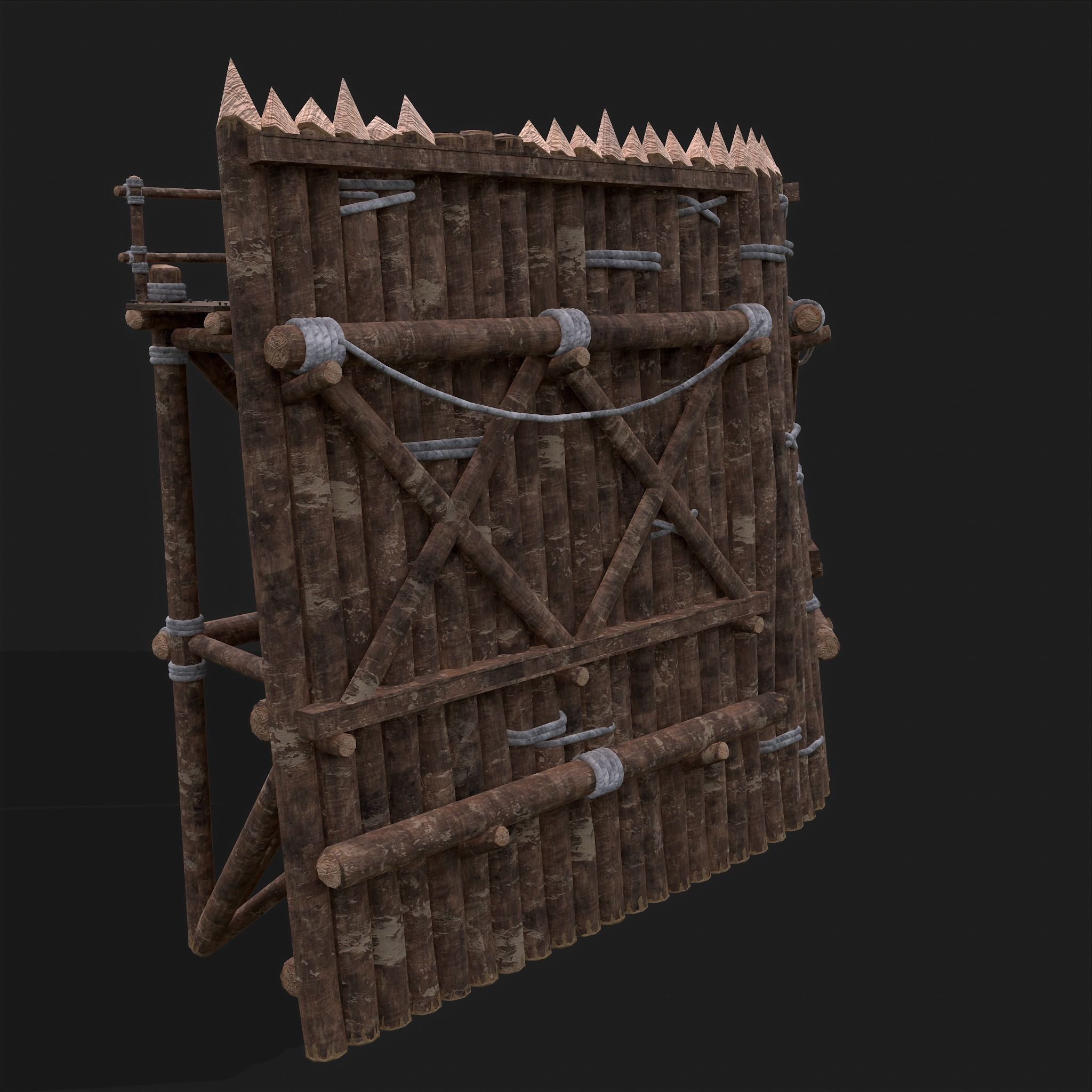 Medieval Style Guarded Modular Walls Low-poly 3D model_46