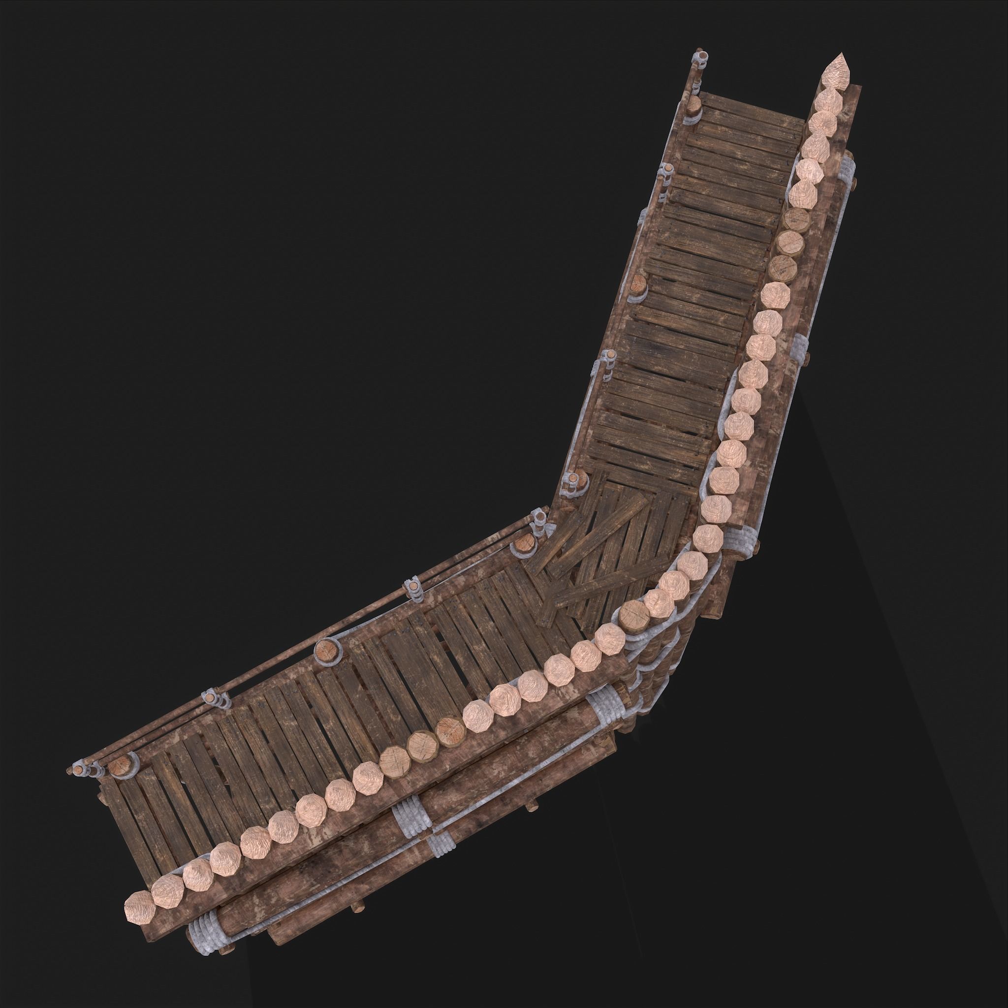 Medieval Style Guarded Modular Walls Low-poly 3D model_43