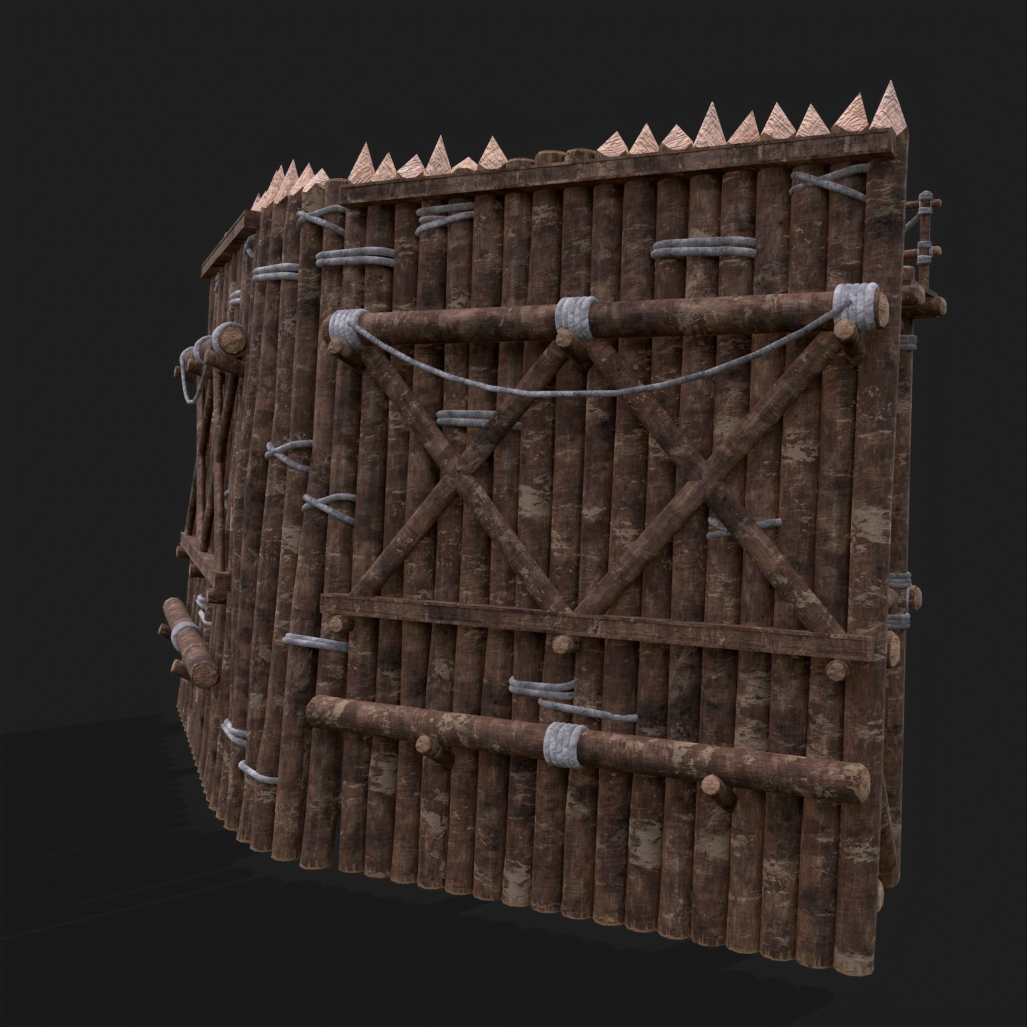 Medieval Style Guarded Modular Walls Low-poly 3D model_59