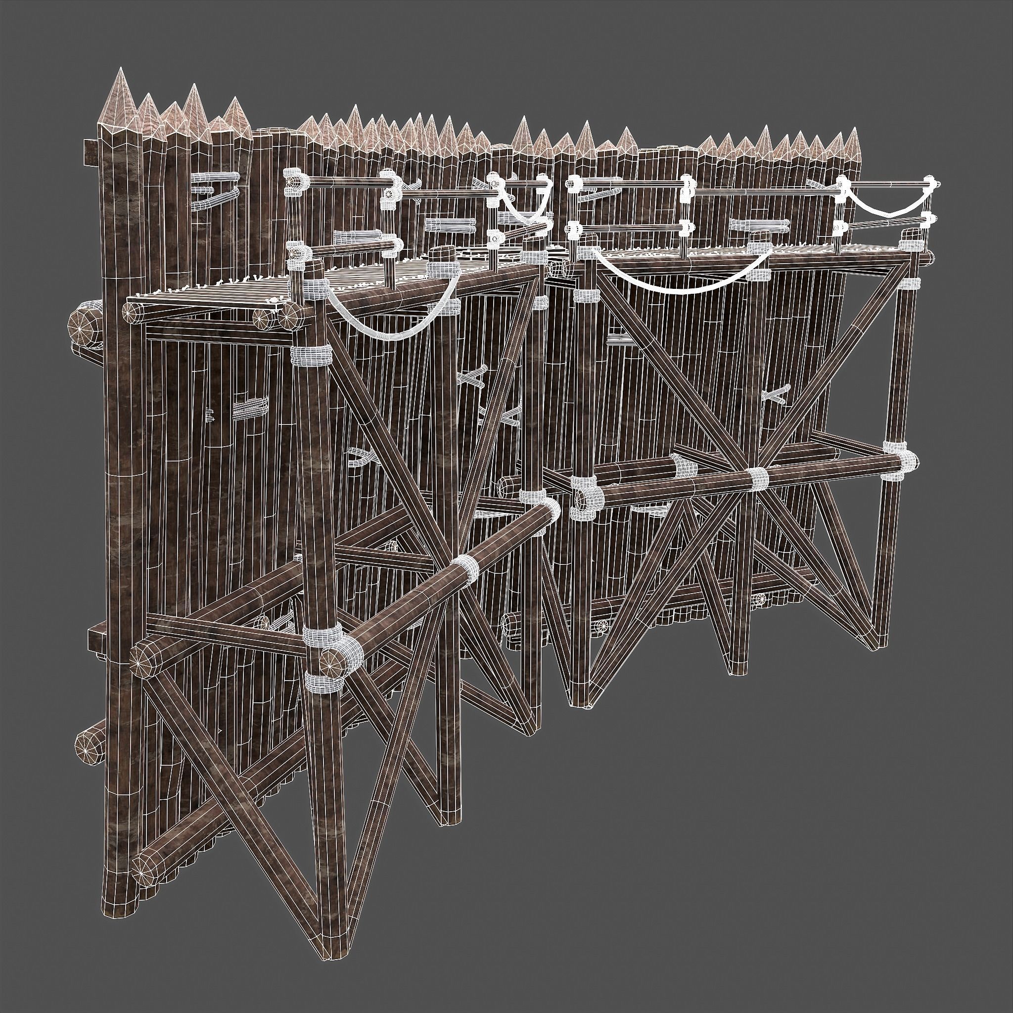 Medieval Style Guarded Modular Walls Low-poly 3D model_87