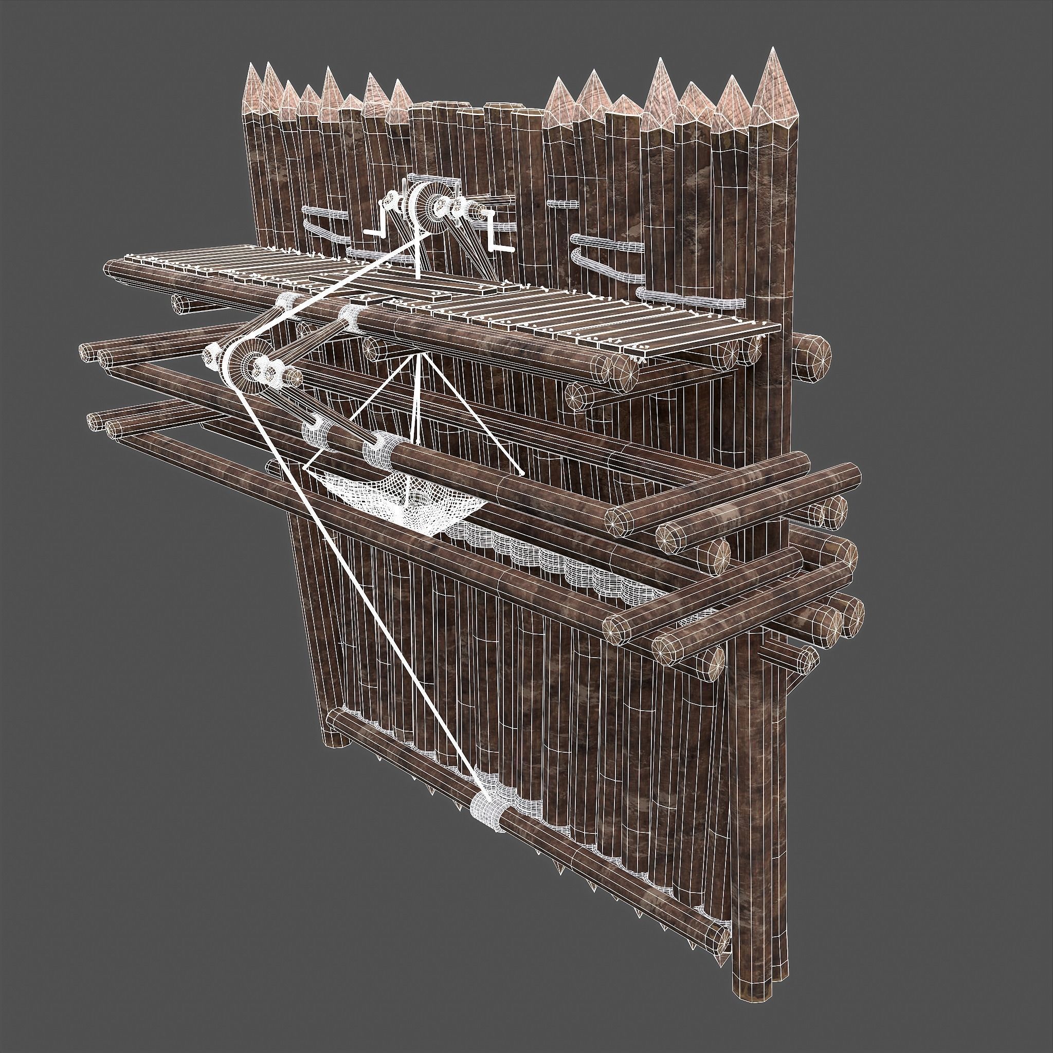 Medieval Style Guarded Modular Walls Low-poly 3D model_98