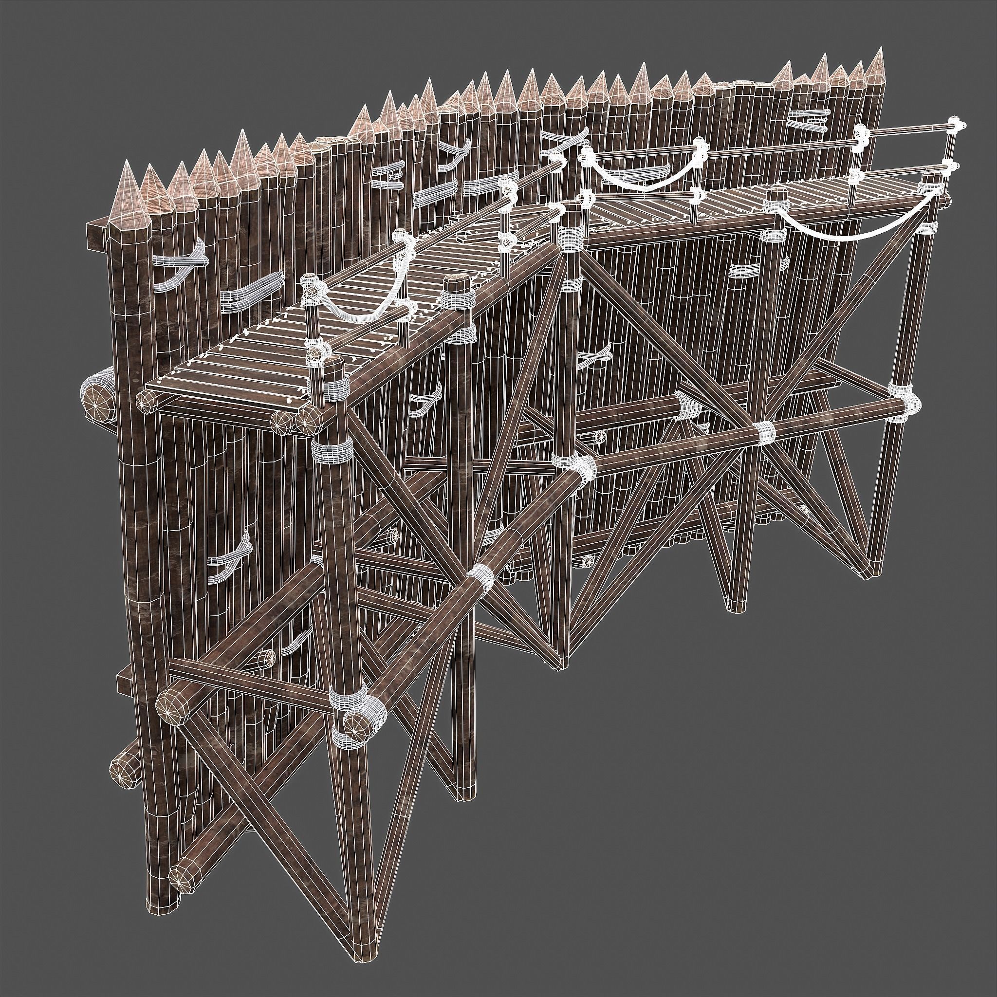 Medieval Style Guarded Modular Walls Low-poly 3D model_93