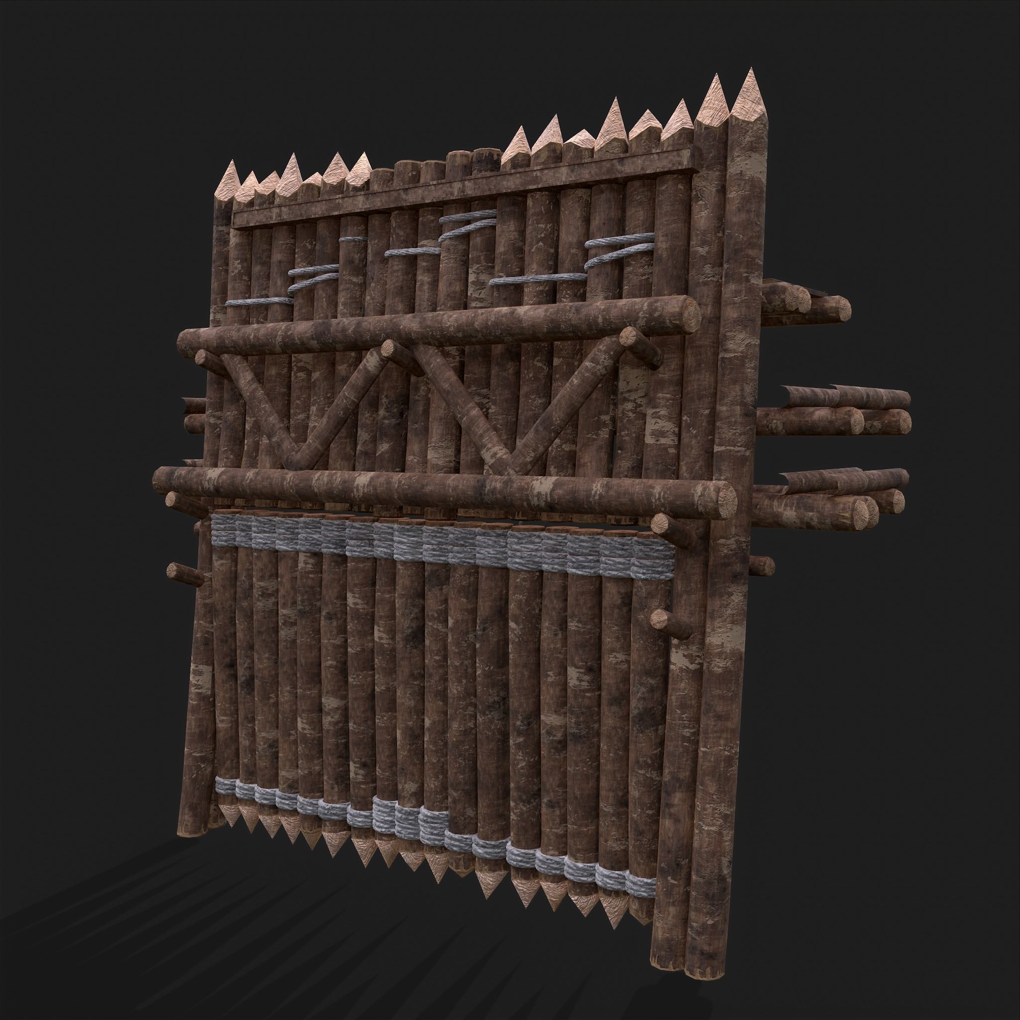Medieval Style Guarded Modular Walls Low-poly 3D model_61