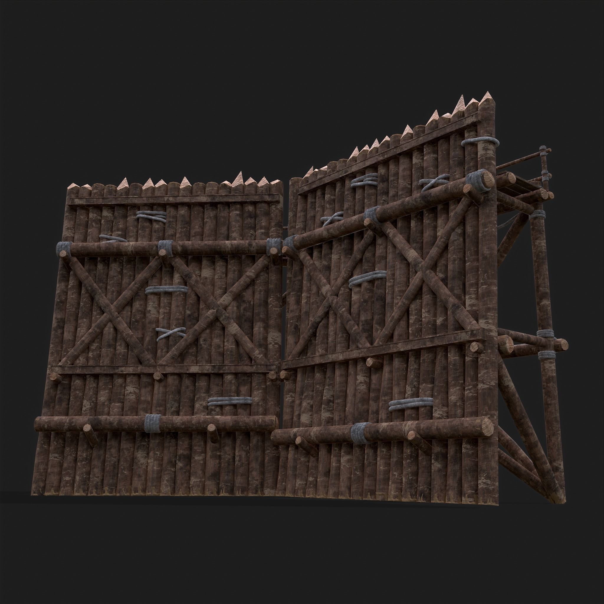 Medieval Style Guarded Modular Walls Low-poly 3D model_35