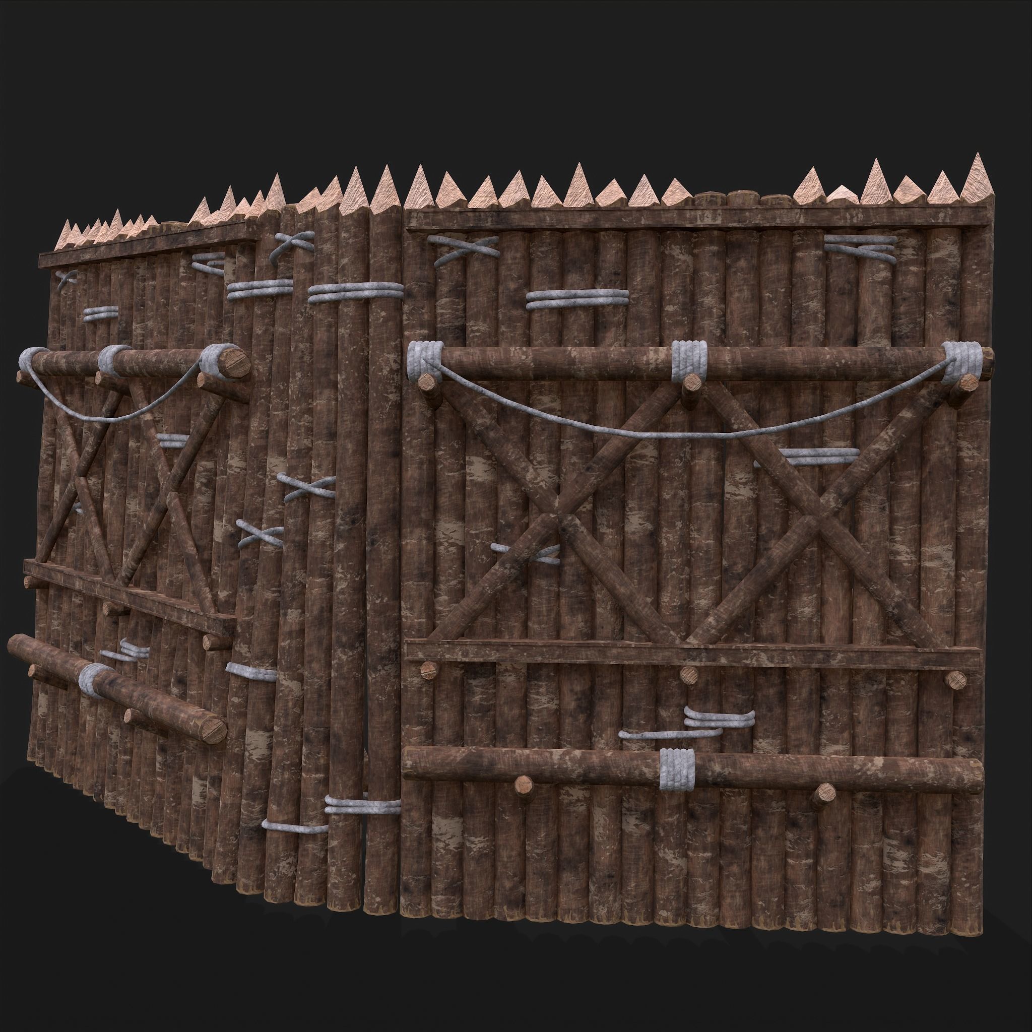 Medieval Style Guarded Modular Walls Low-poly 3D model_48