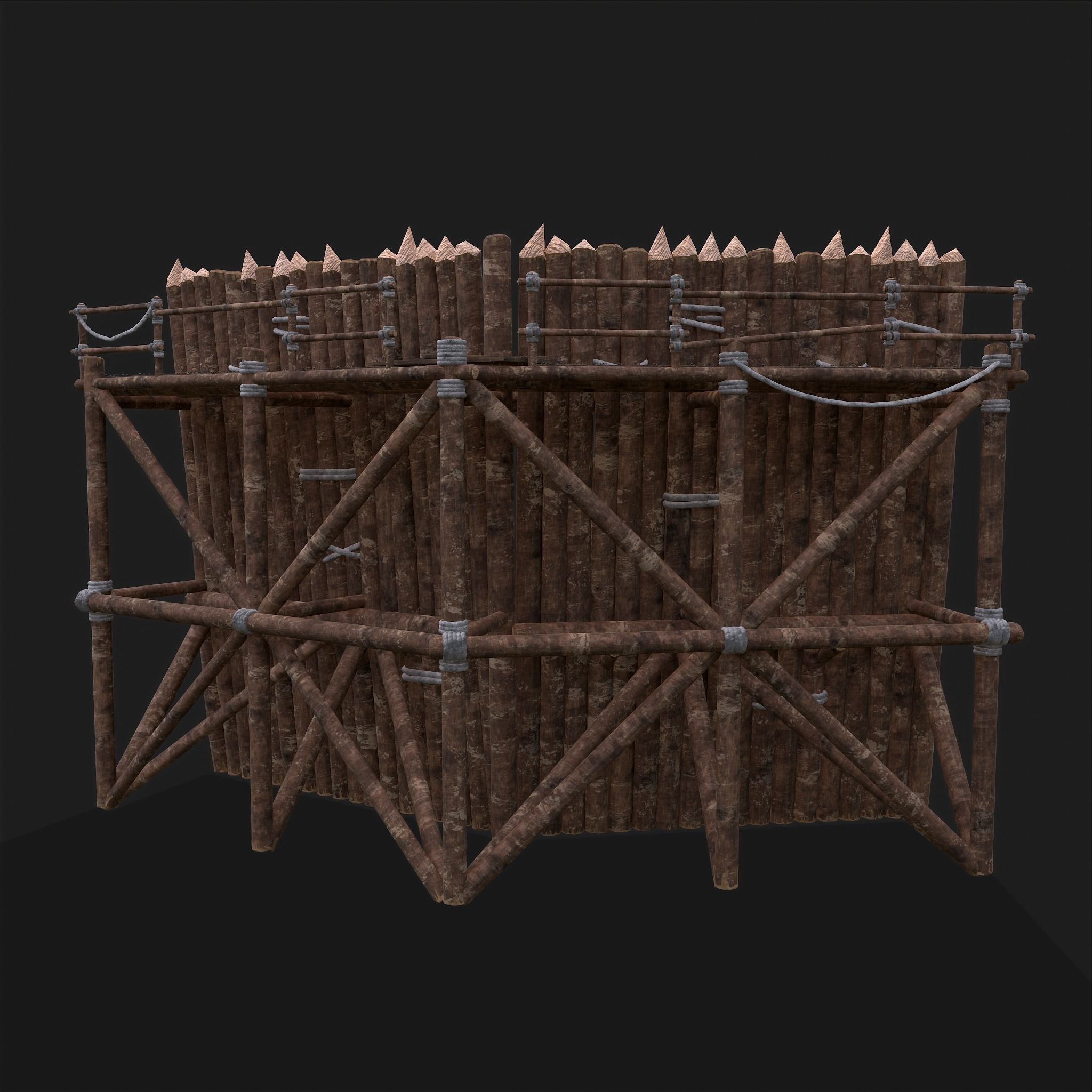 Medieval Style Guarded Modular Walls Low-poly 3D model_23