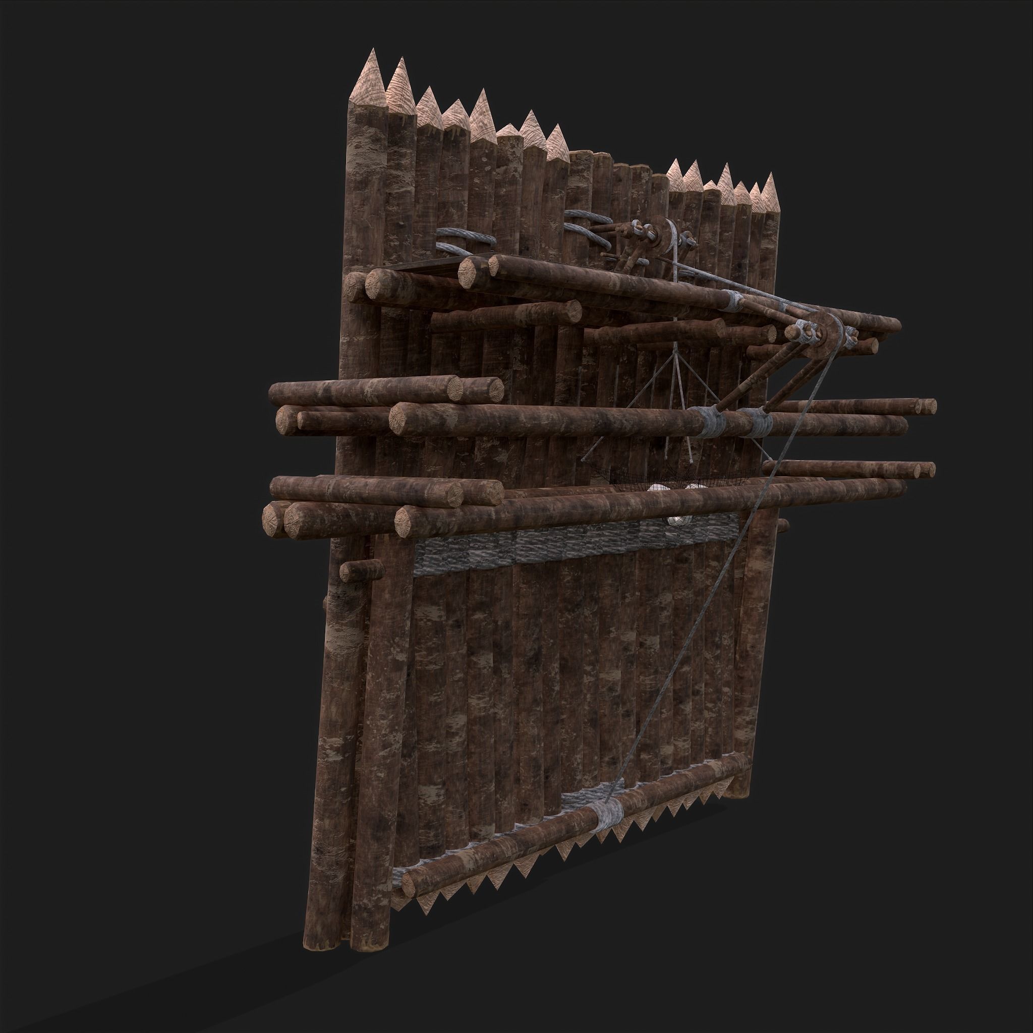 Medieval Style Guarded Modular Walls Low-poly 3D model_52