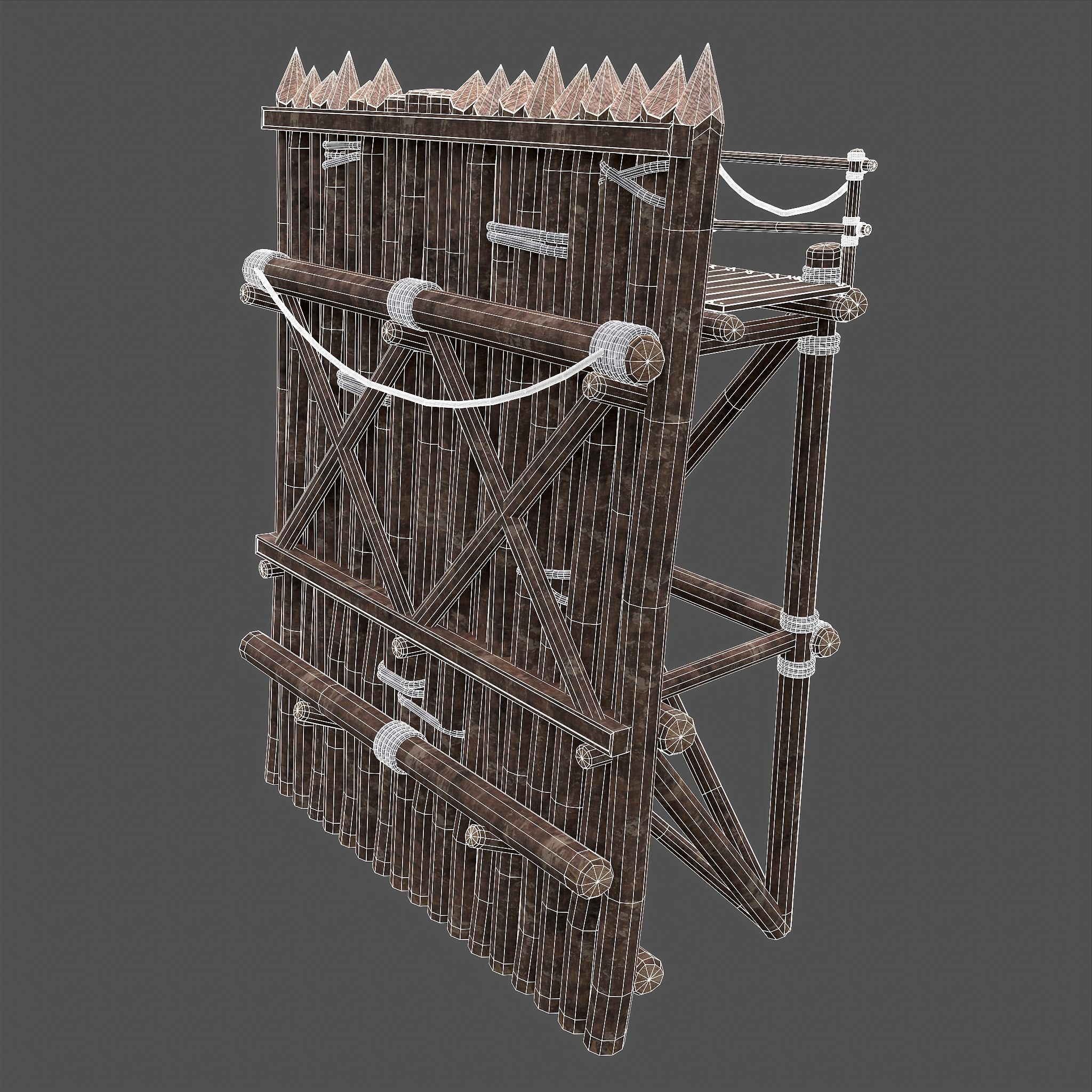 Medieval Style Guarded Modular Walls Low-poly 3D model_76