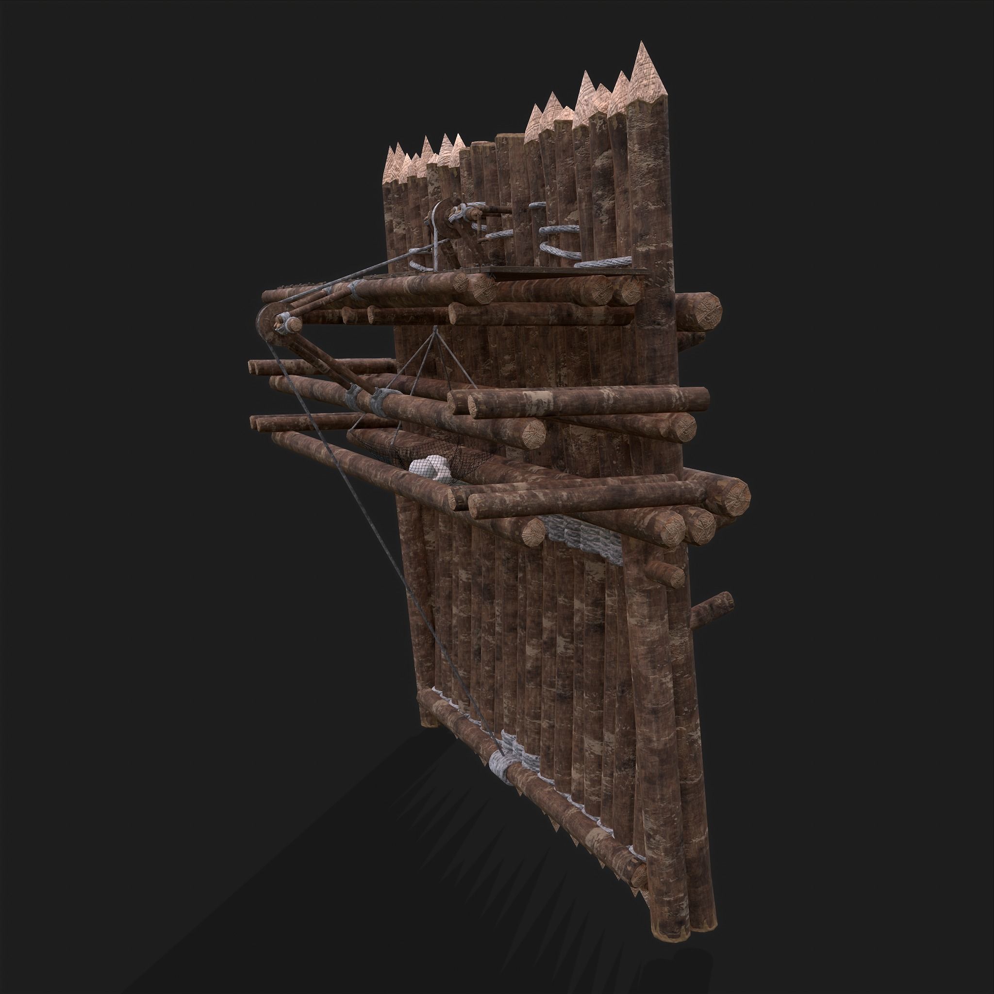 Medieval Style Guarded Modular Walls Low-poly 3D model_57