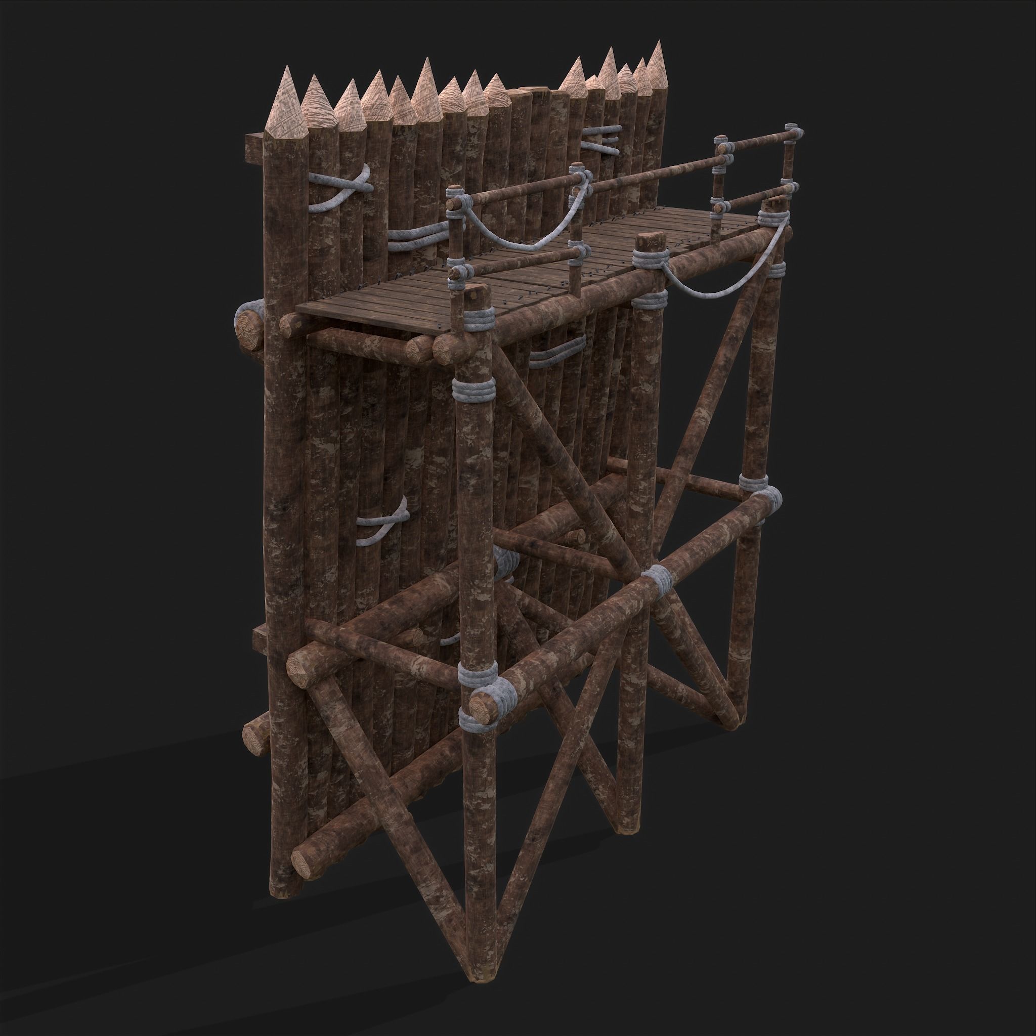 Medieval Style Guarded Modular Walls Low-poly 3D model_67