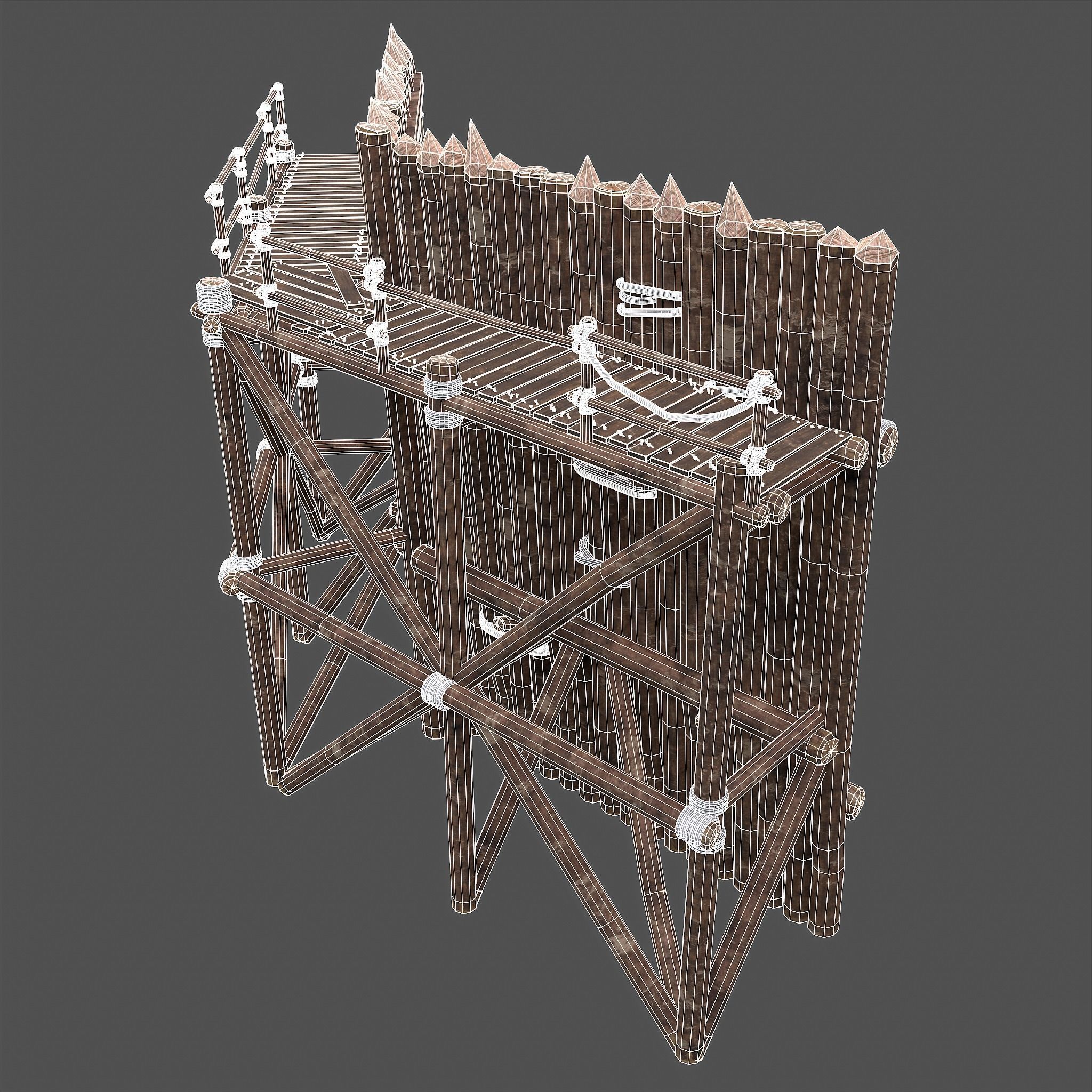 Medieval Style Guarded Modular Walls Low-poly 3D model_82