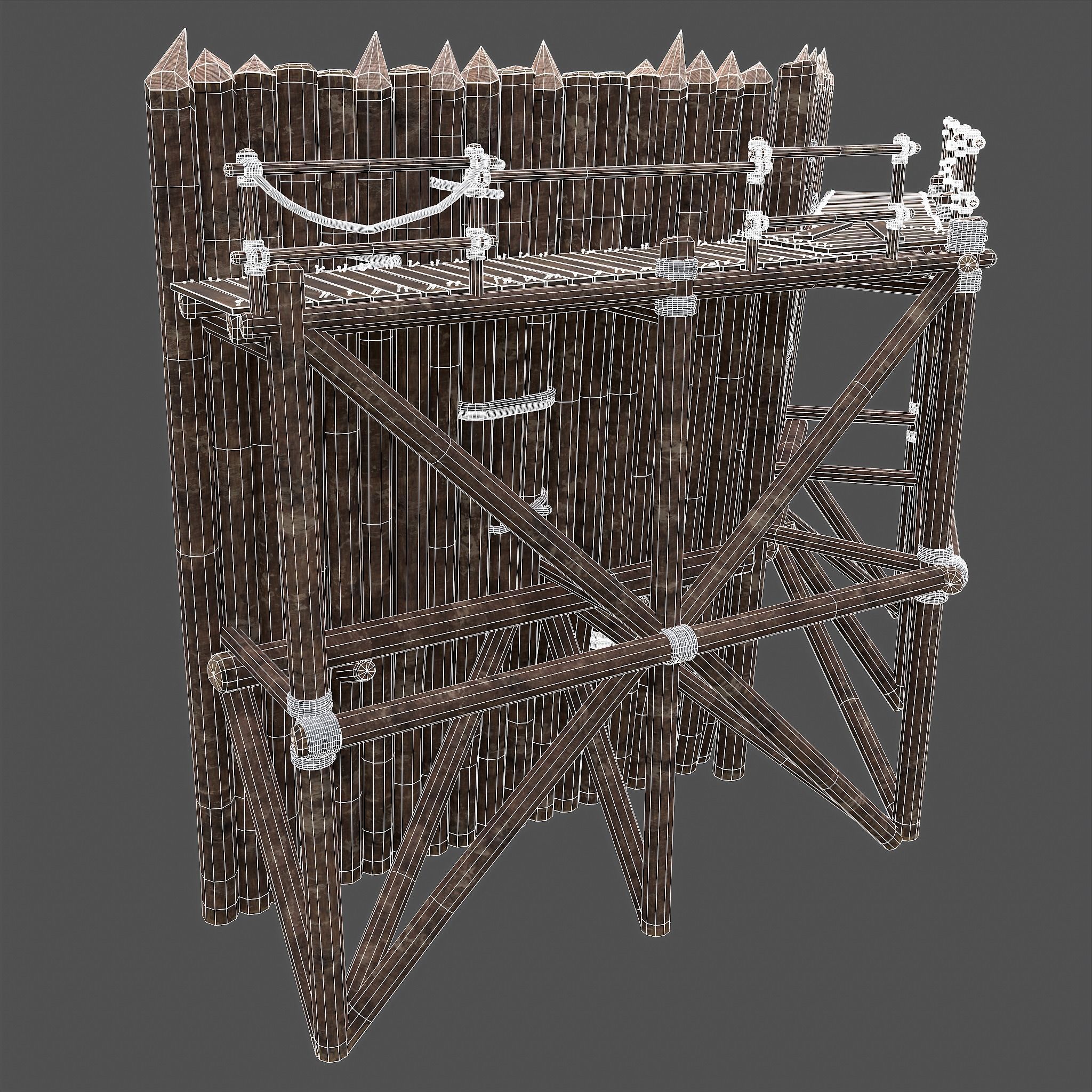 Medieval Style Guarded Modular Walls Low-poly 3D model_81