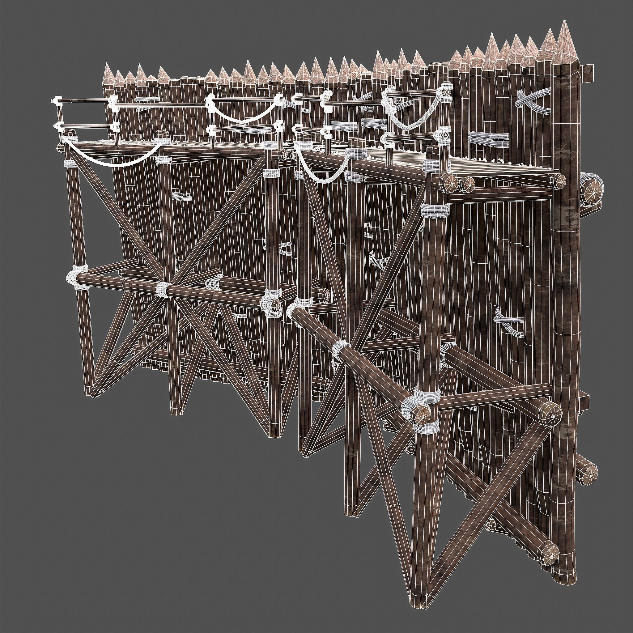 Medieval Style Guarded Modular Walls Low-poly 3D model_90