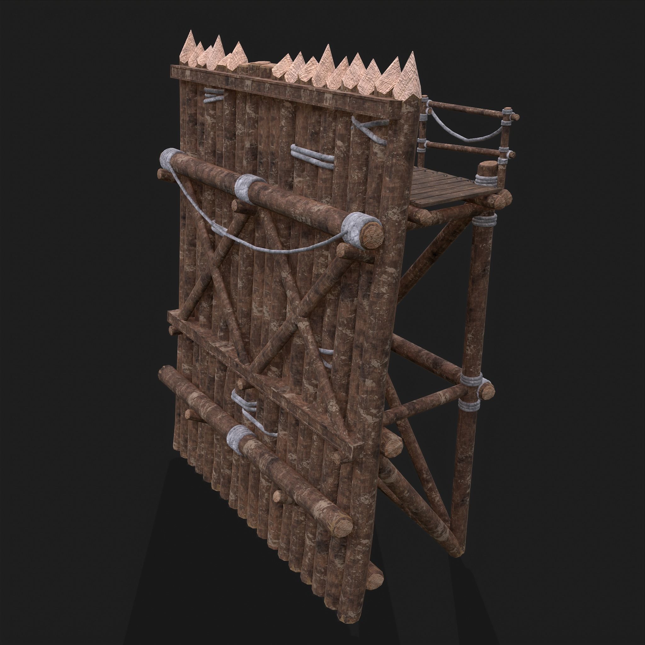 Medieval Style Guarded Modular Walls Low-poly 3D model_64