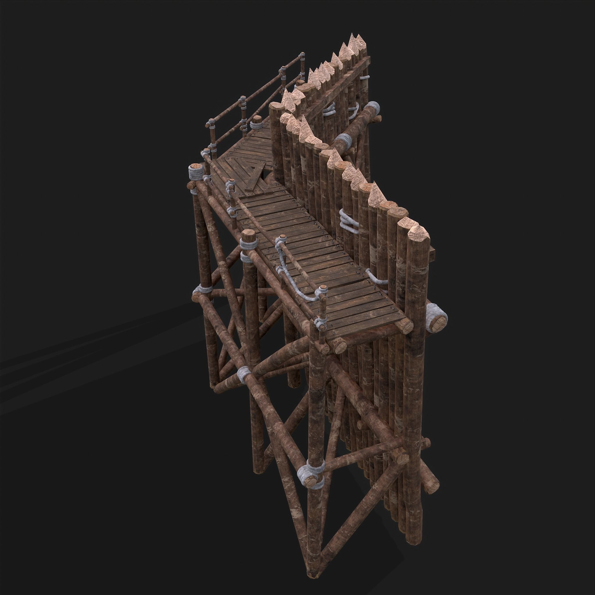 Medieval Style Guarded Modular Walls Low-poly 3D model_30