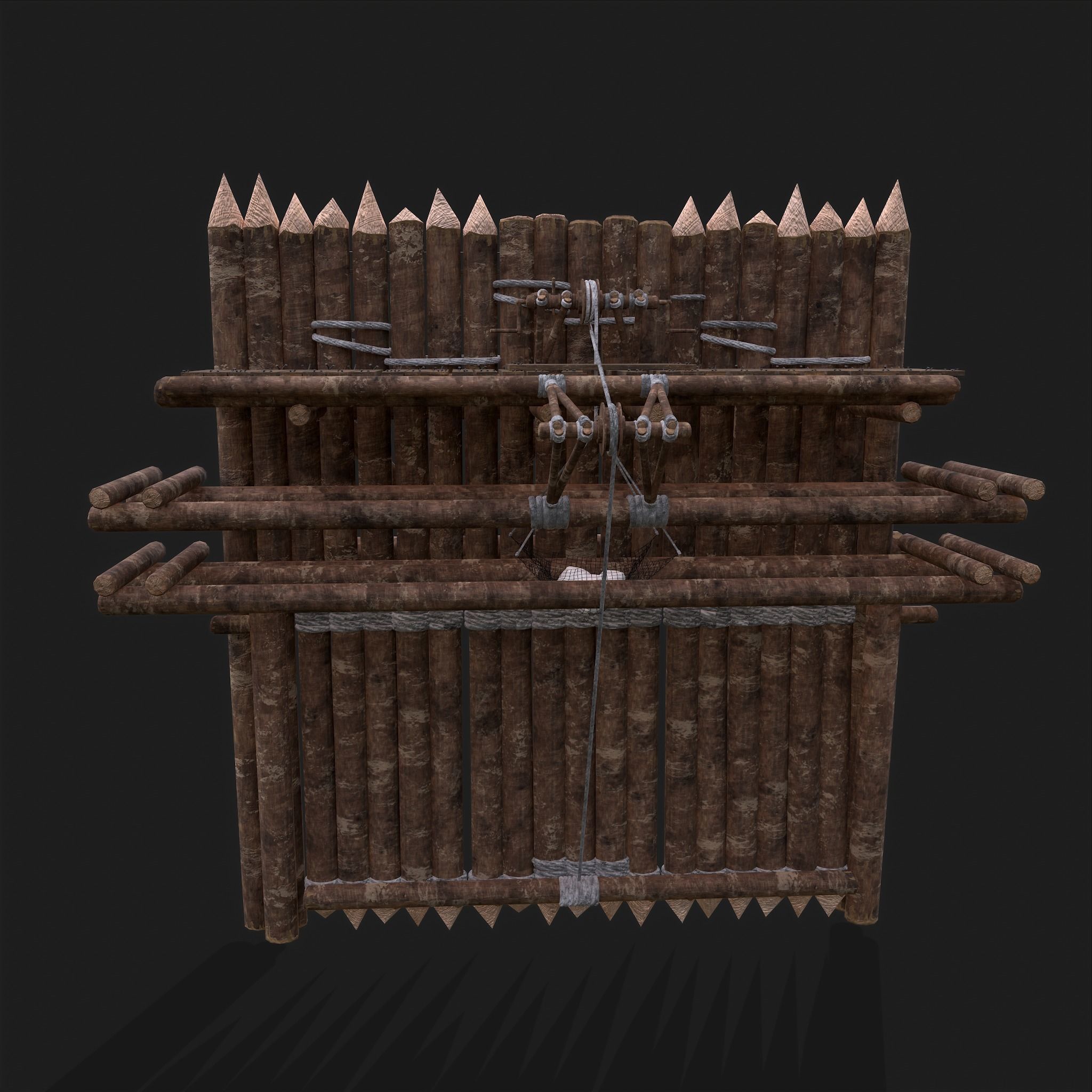 Medieval Style Guarded Modular Walls Low-poly 3D model_51