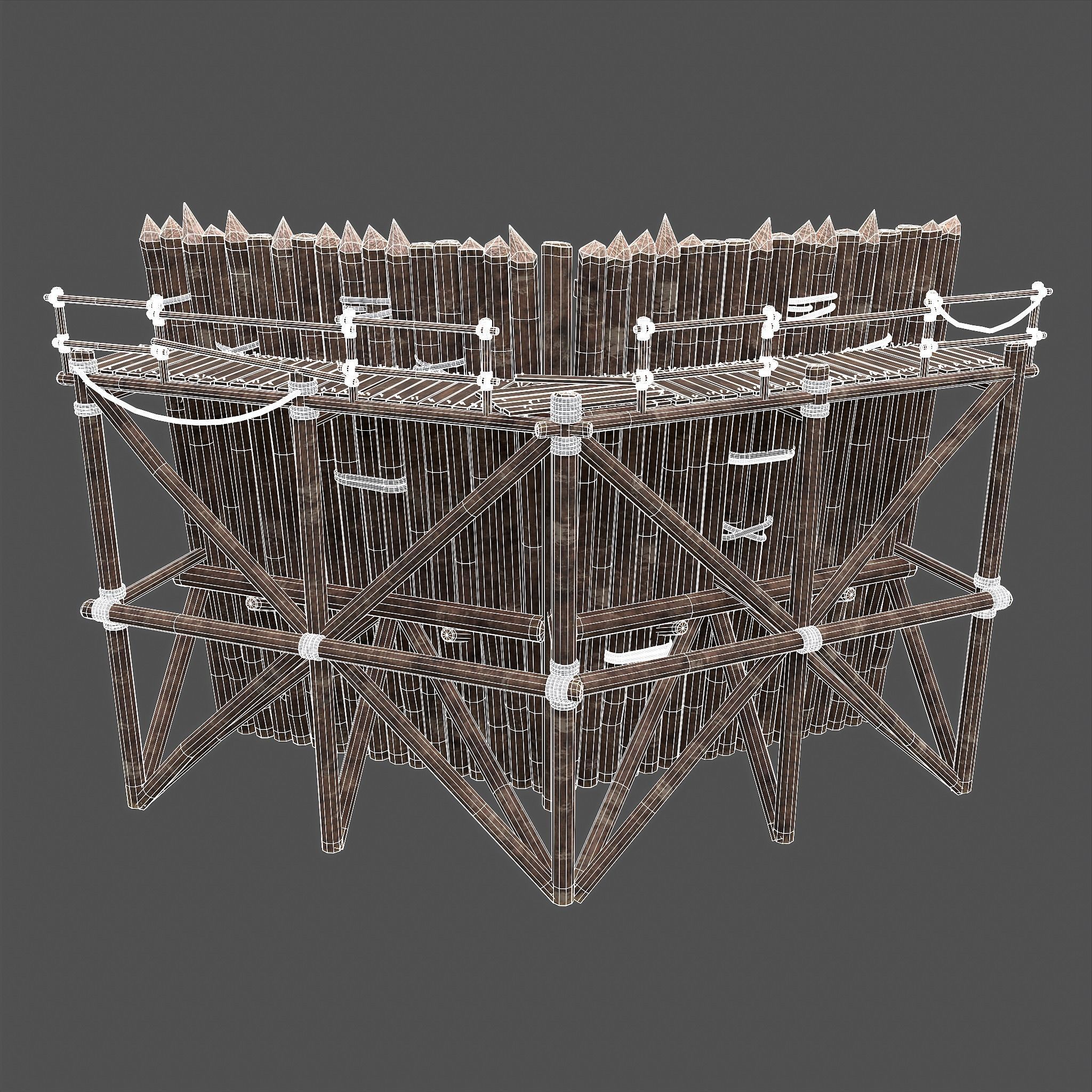 Medieval Style Guarded Modular Walls Low-poly 3D model_80