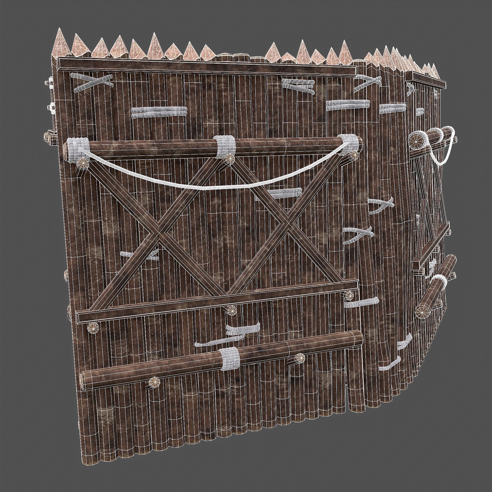 Medieval Style Guarded Modular Walls Low-poly 3D model_88