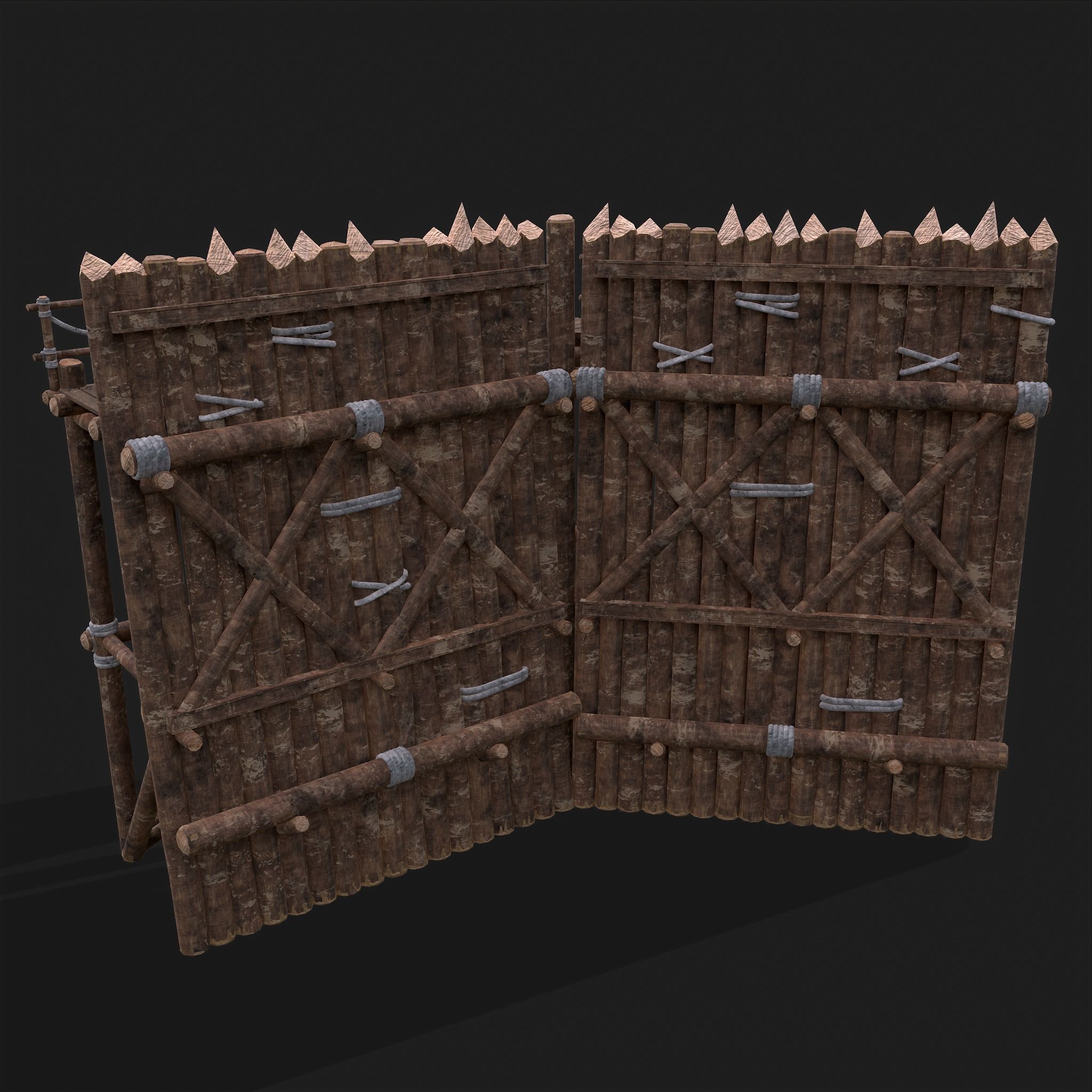 Medieval Style Guarded Modular Walls Low-poly 3D model_29