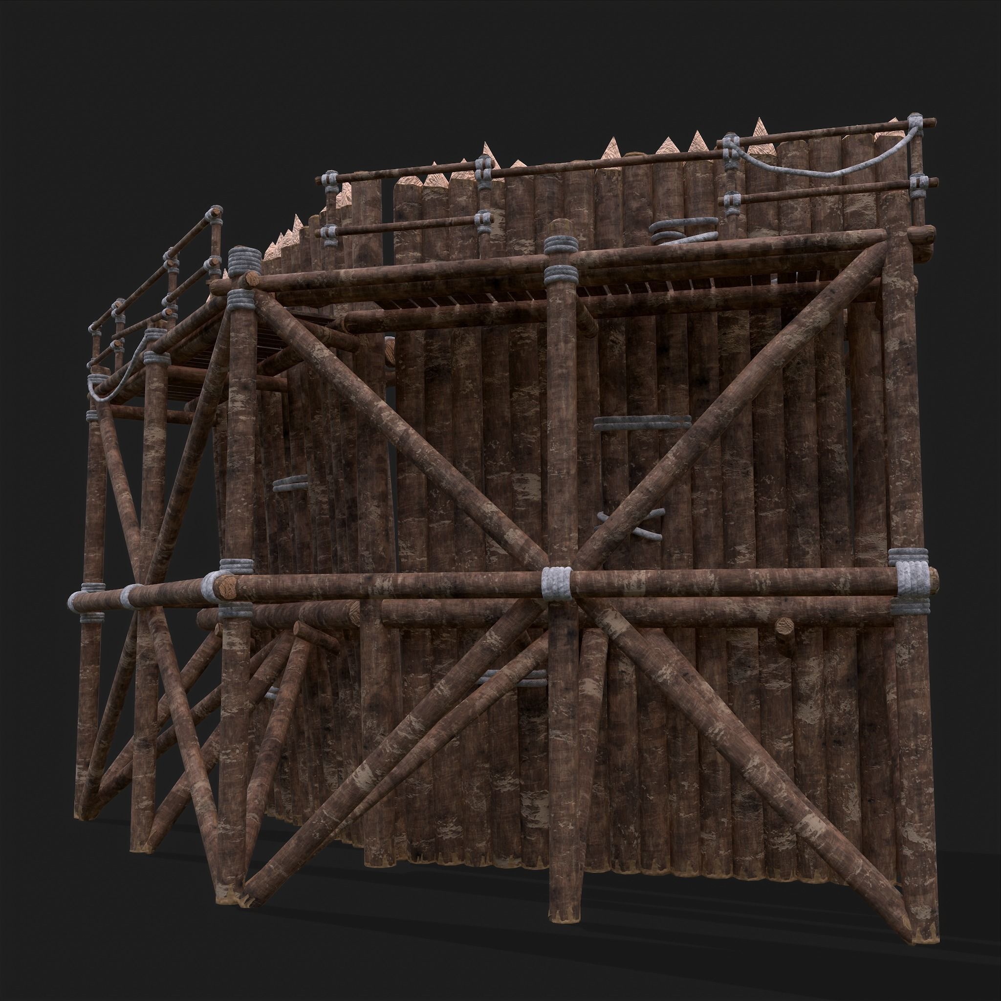 Medieval Style Guarded Modular Walls Low-poly 3D model_37