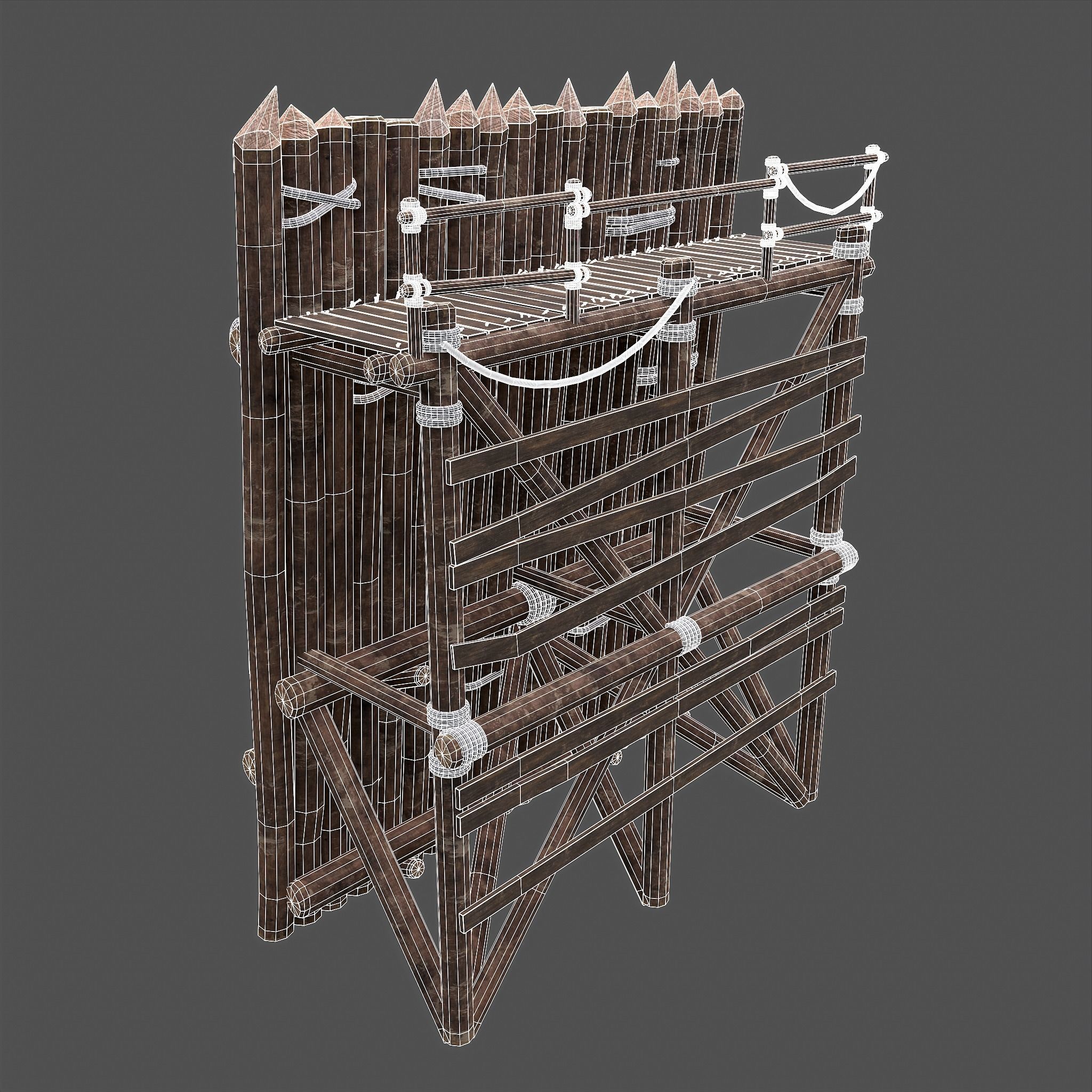 Medieval Style Guarded Modular Walls Low-poly 3D model_103