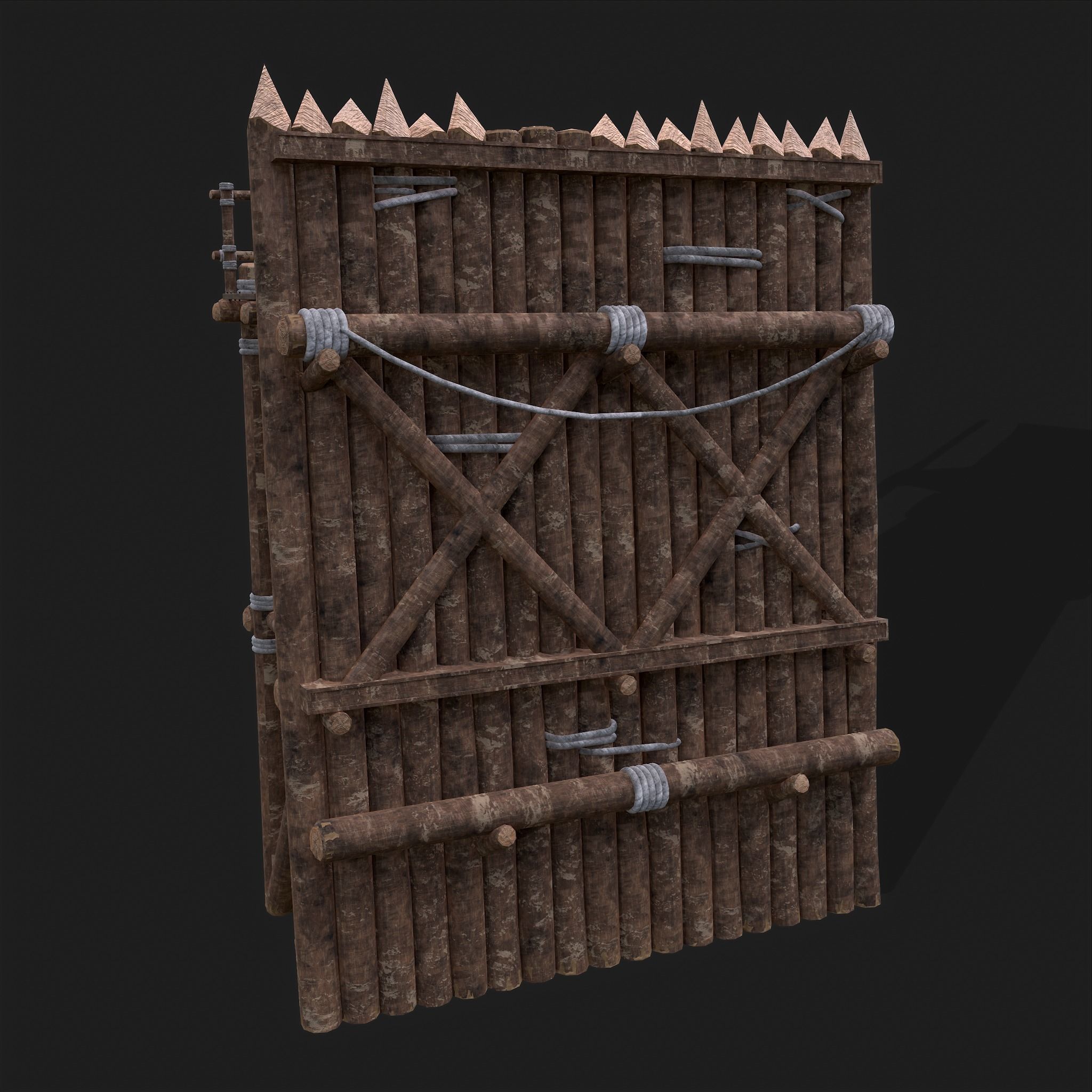Medieval Style Guarded Modular Walls Low-poly 3D model_68