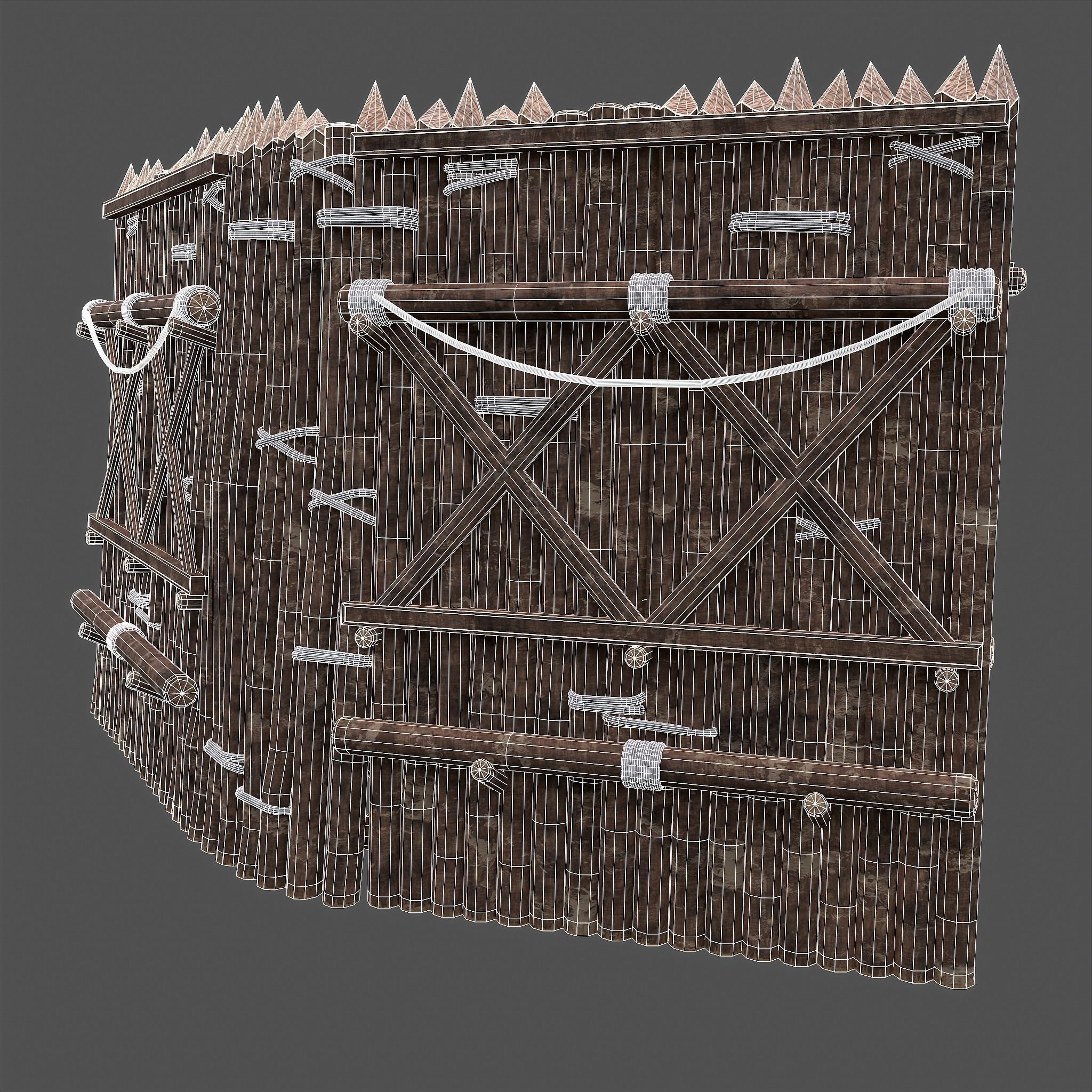 Medieval Style Guarded Modular Walls Low-poly 3D model_100