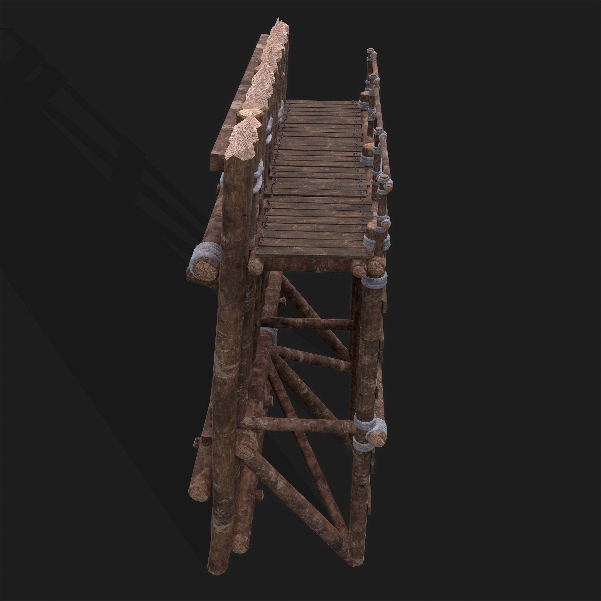 Medieval Style Guarded Modular Walls Low-poly 3D model_17